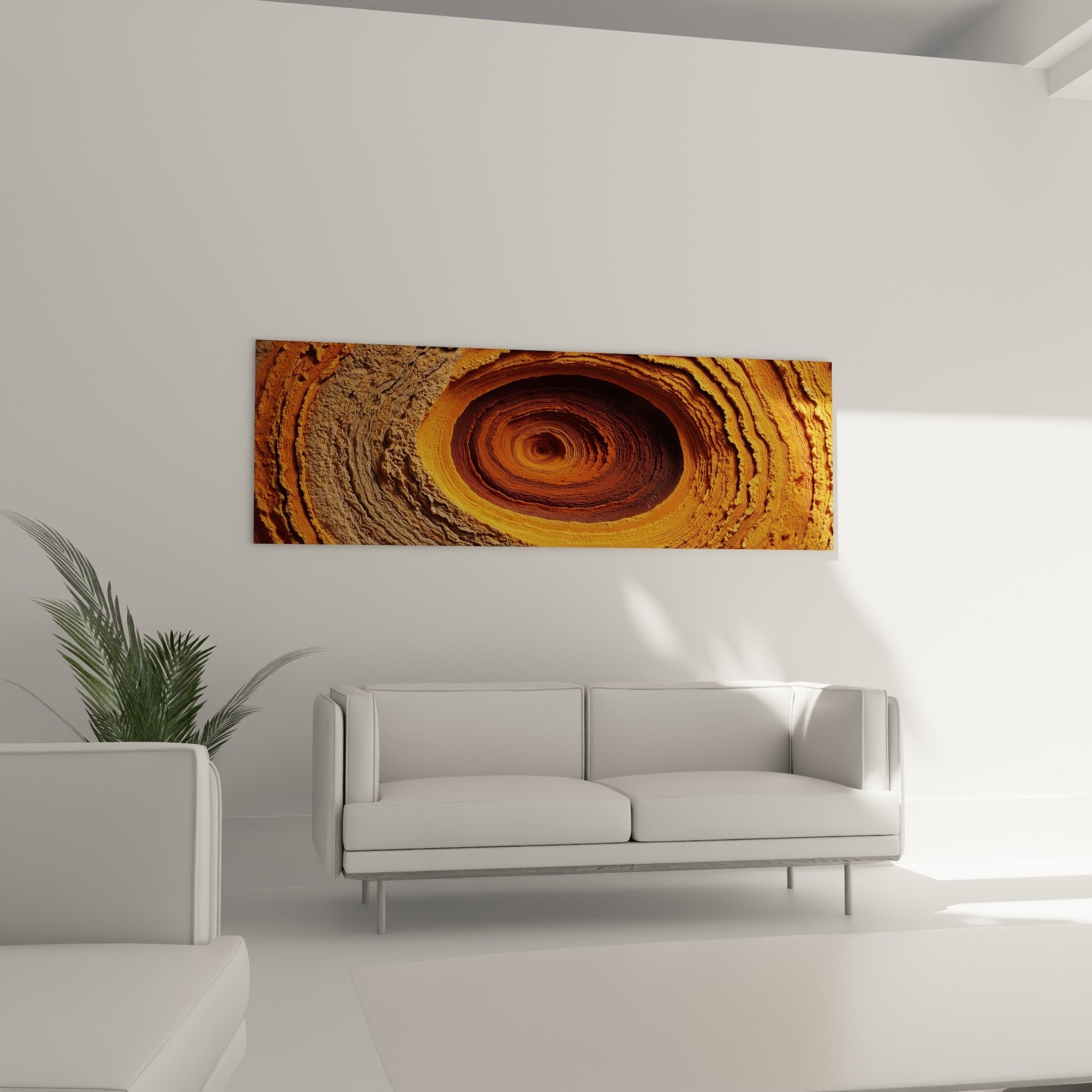 Close-up detail golden spiral - Rough textures and copper reflections - Feng shui Northeast Earth
