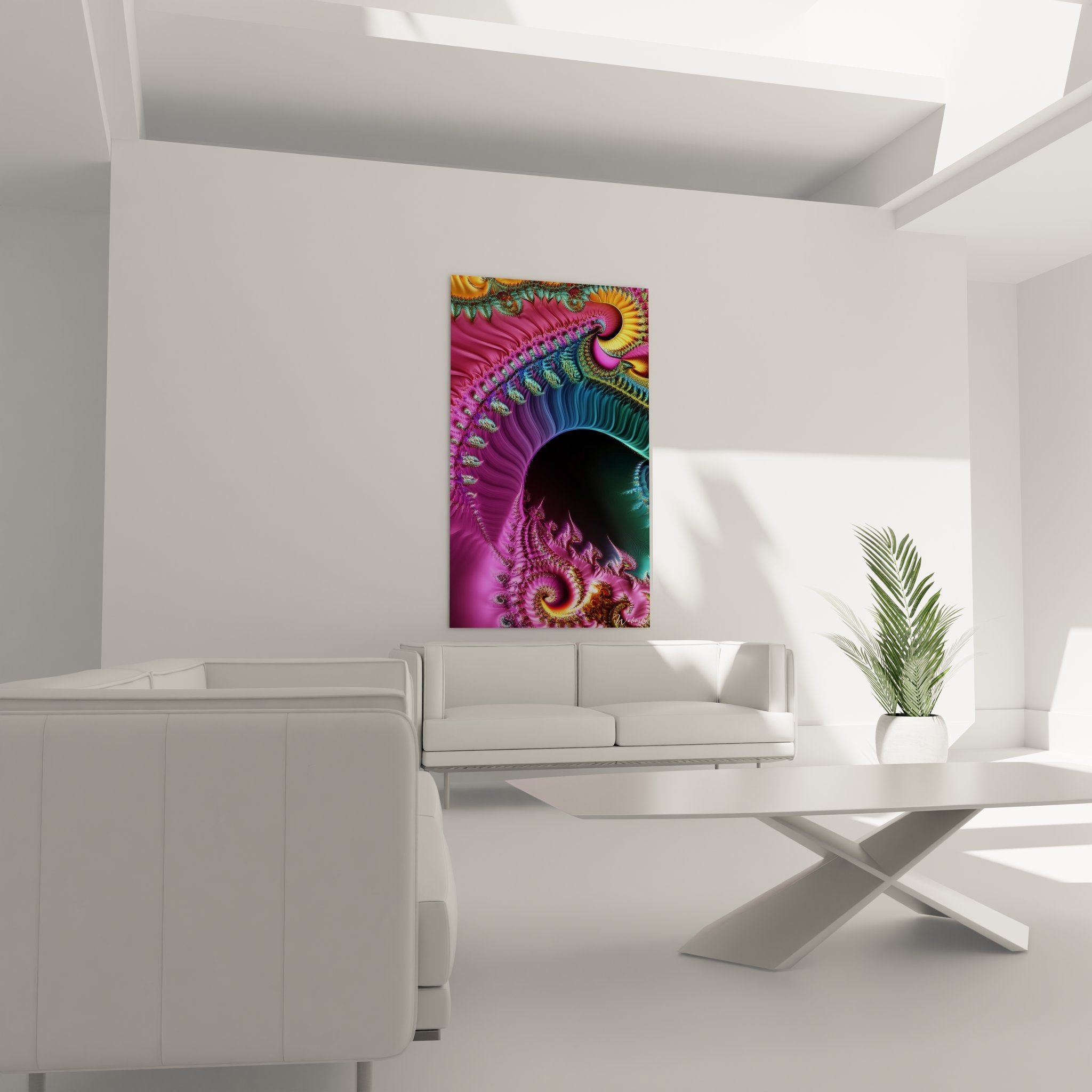 Détail gros plan spirale fractale textures colorées rose violet numérique