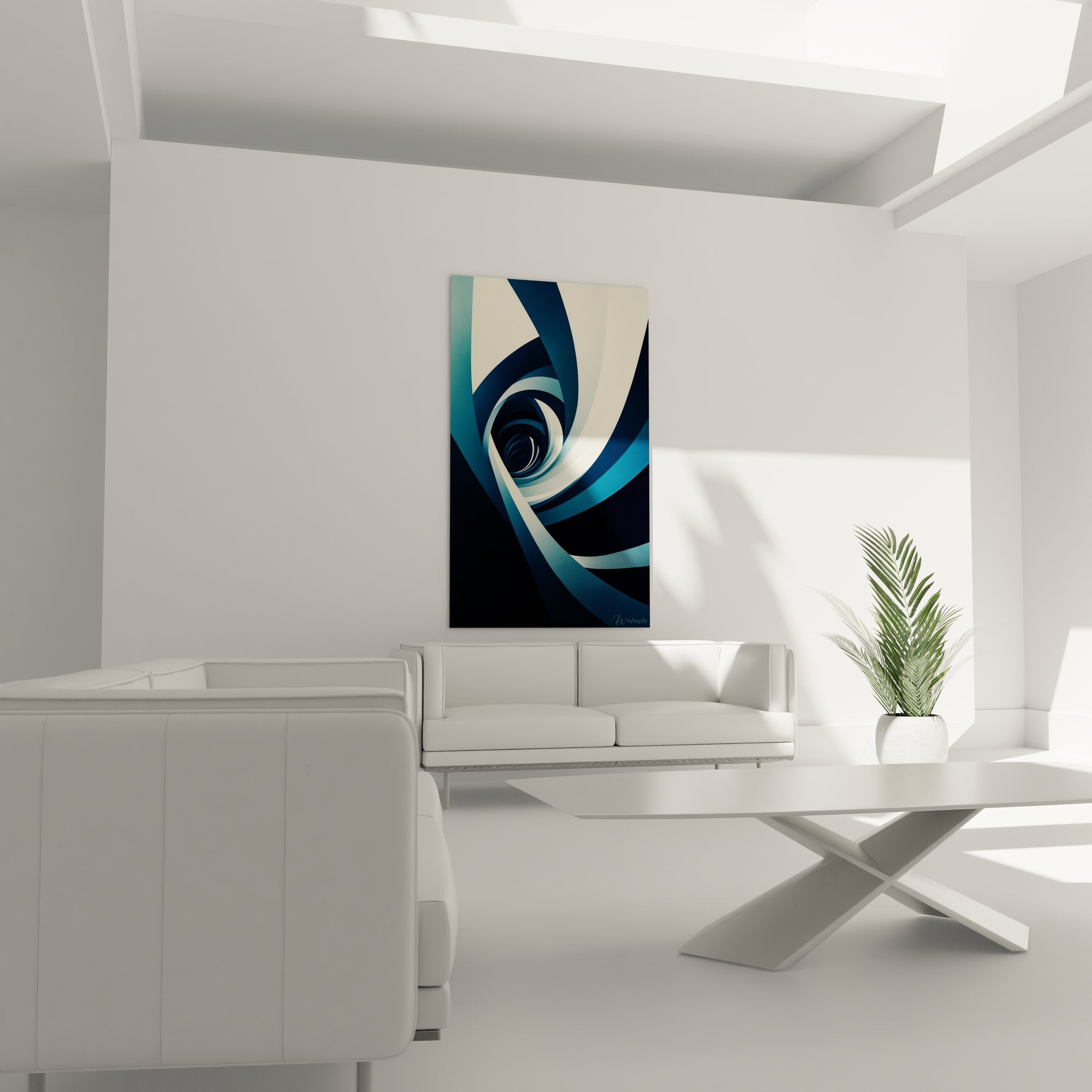 Détail spirale géométrique bleue texture vortex abstrait art moderne gros plan