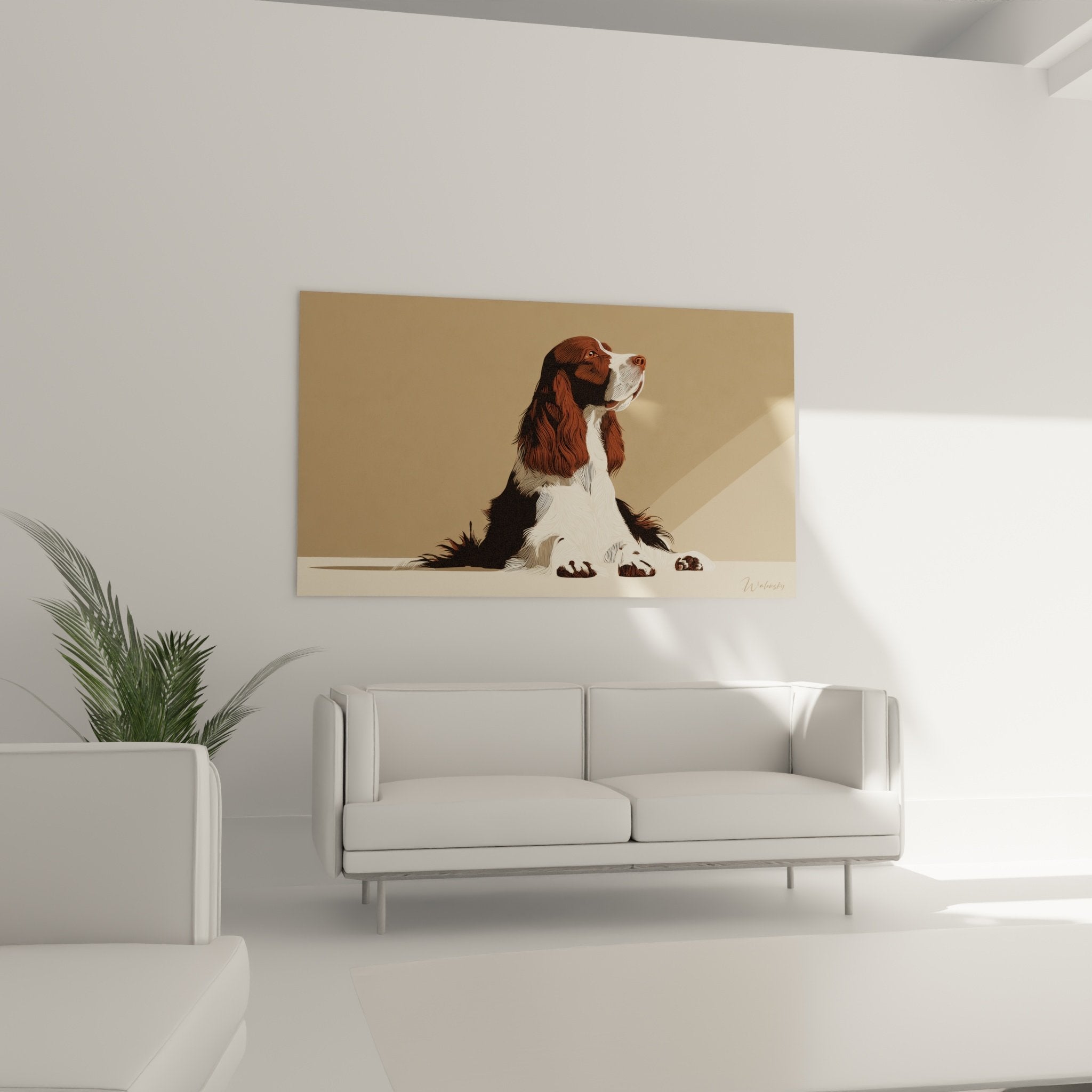 Détail tableau Springer Anglais pelage roux blanc noir technique artistique réaliste