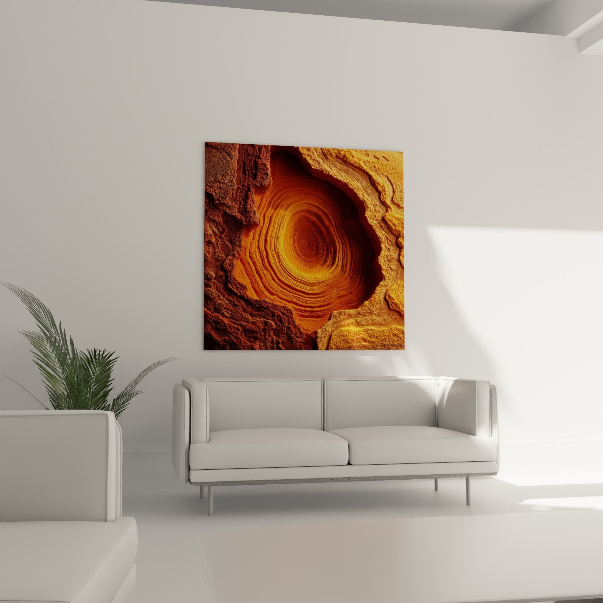 Détail strates concentriques formation géologique orange texture rugueuse spirale naturelle