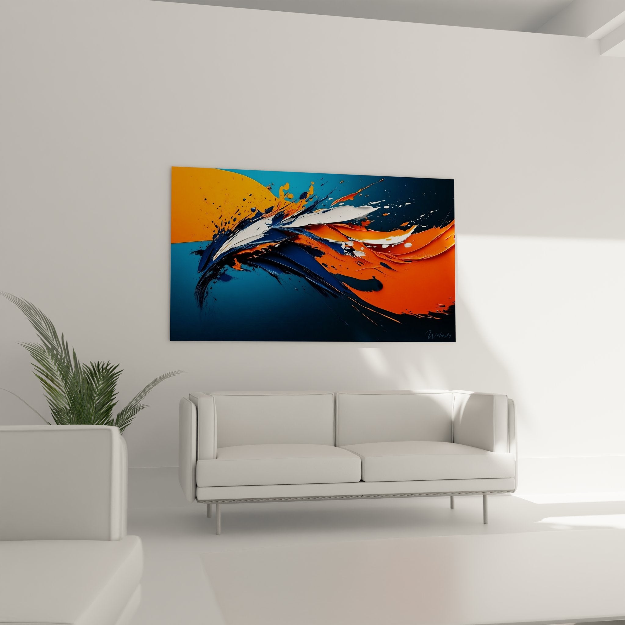 Détail gros plan tableau abstrait, brushstrokes expressifs et textures colorées art moderne