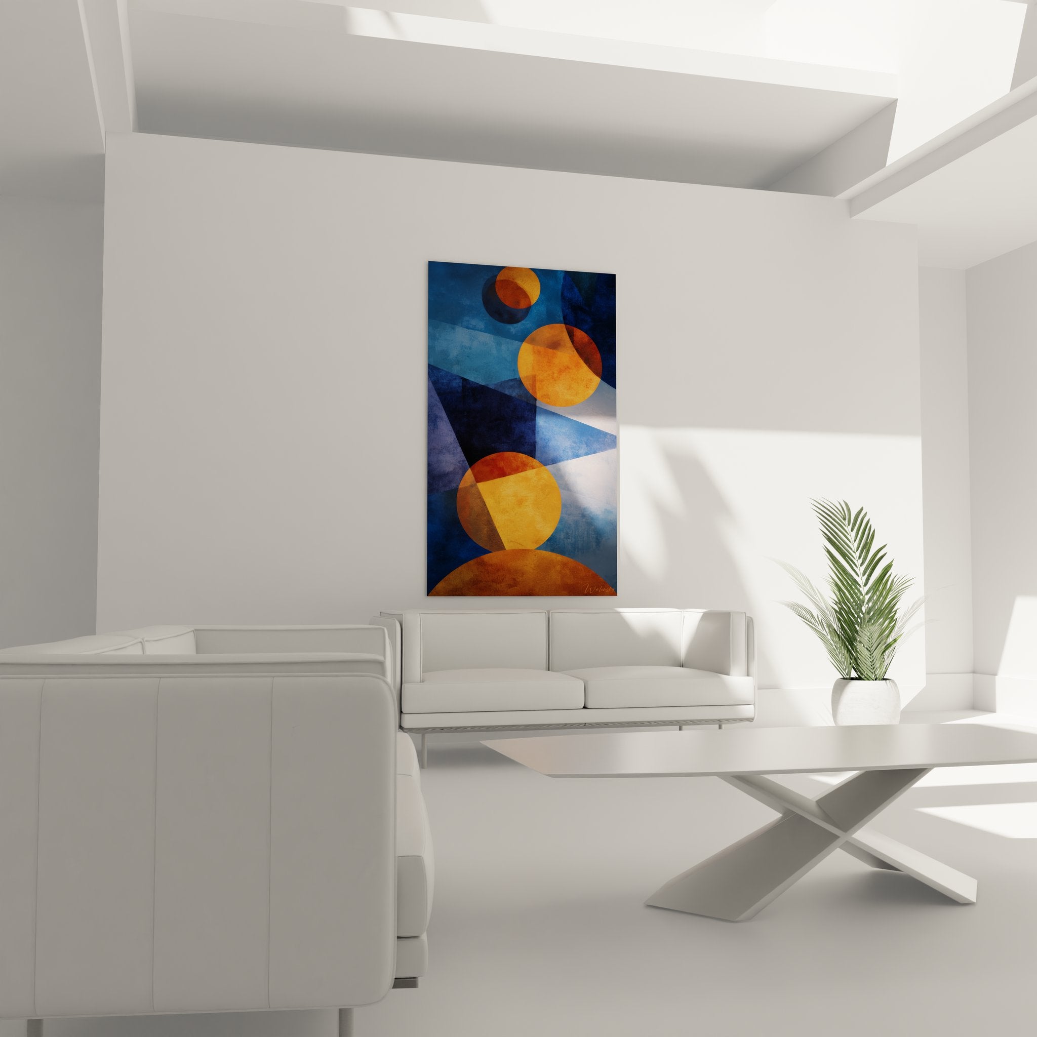 détail tableau abstrait cercles dorés texture peinture géométrique moderne qualité artistique