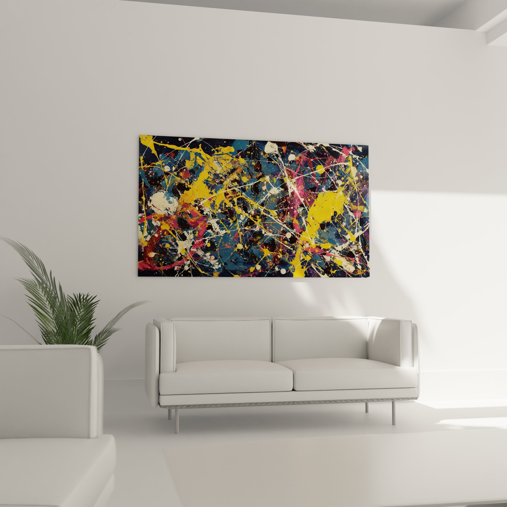 Détail gros plan tableau abstrait éclaboussures peinture multicolores texture expressive moderne