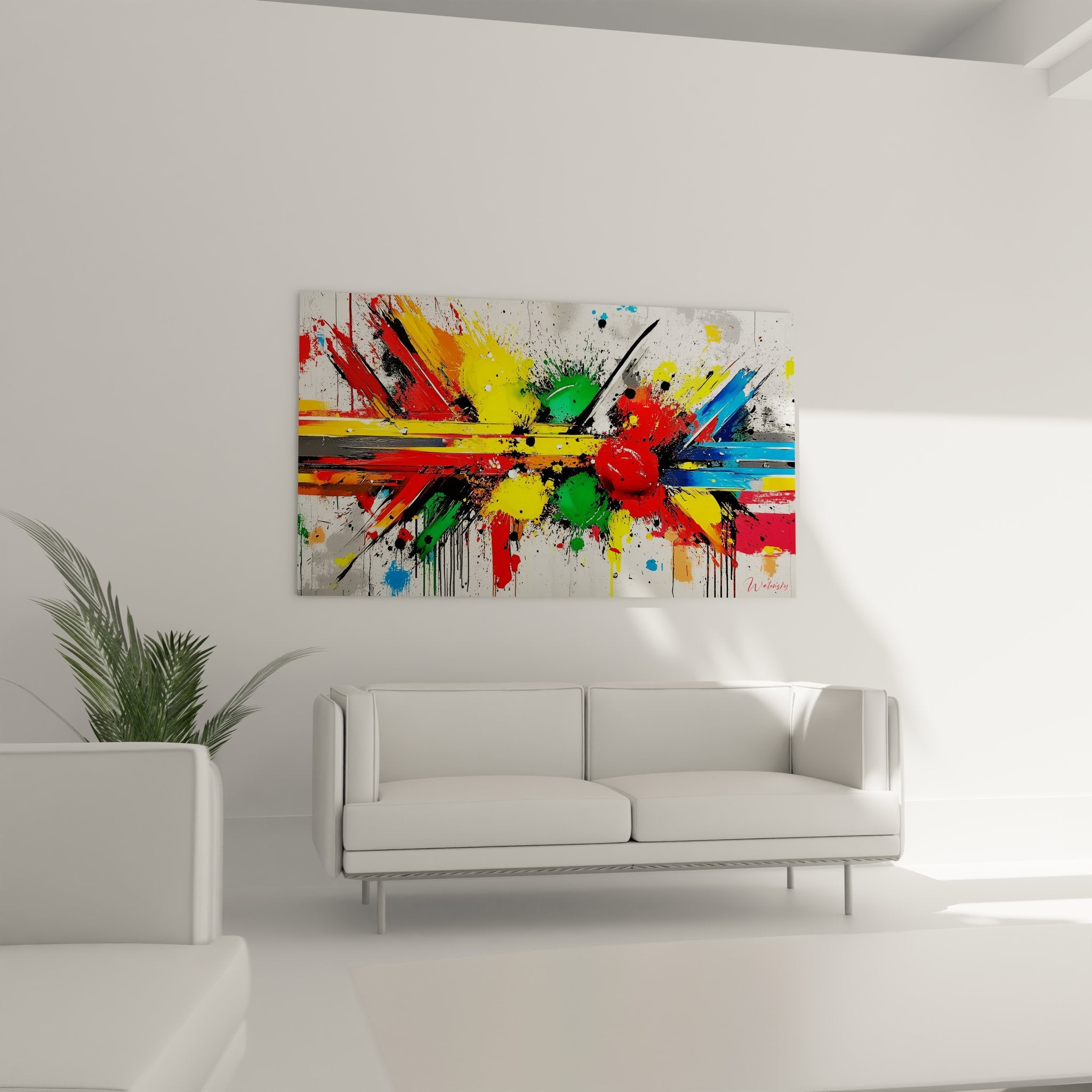 Gros plan détails tableau abstrait explosion couleurs peinture géométrique moderne