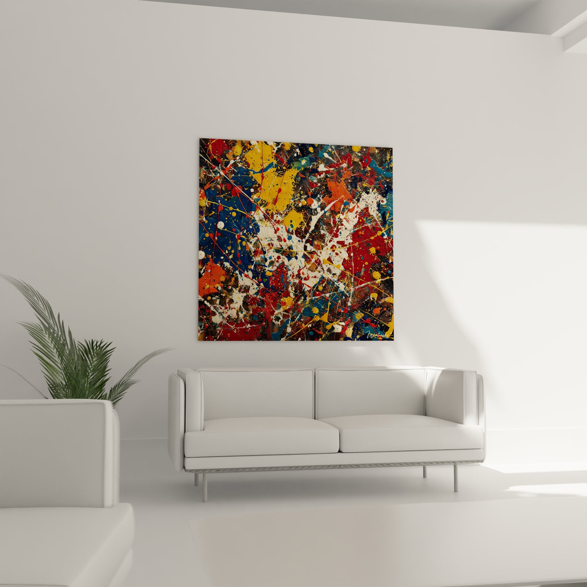 Détail gros plan tableau abstrait texture peinture couleurs mélangées art moderne contemporain