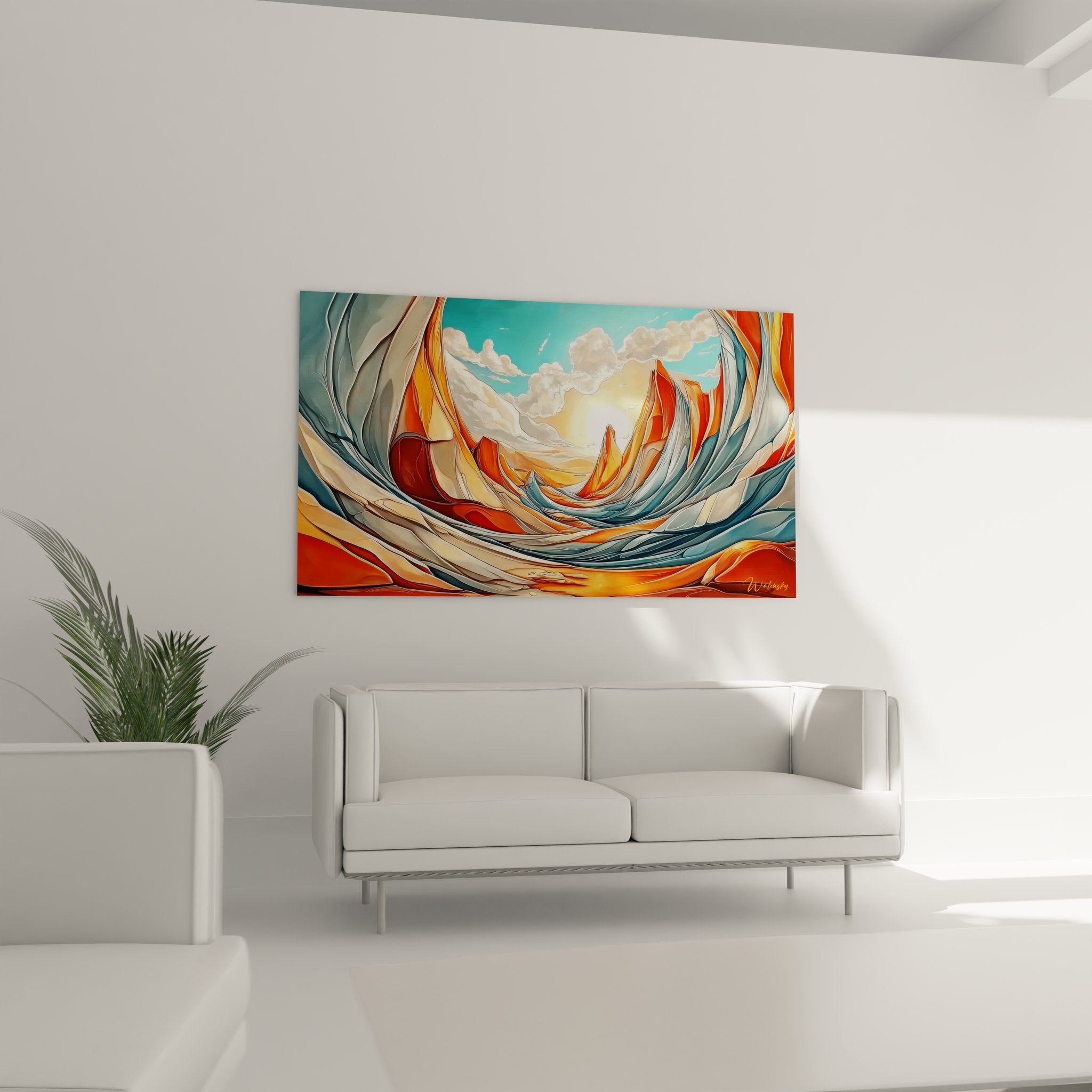 Détail rapproché tableau abstrait tourbillon montrant textures et nuances colorées artistiques