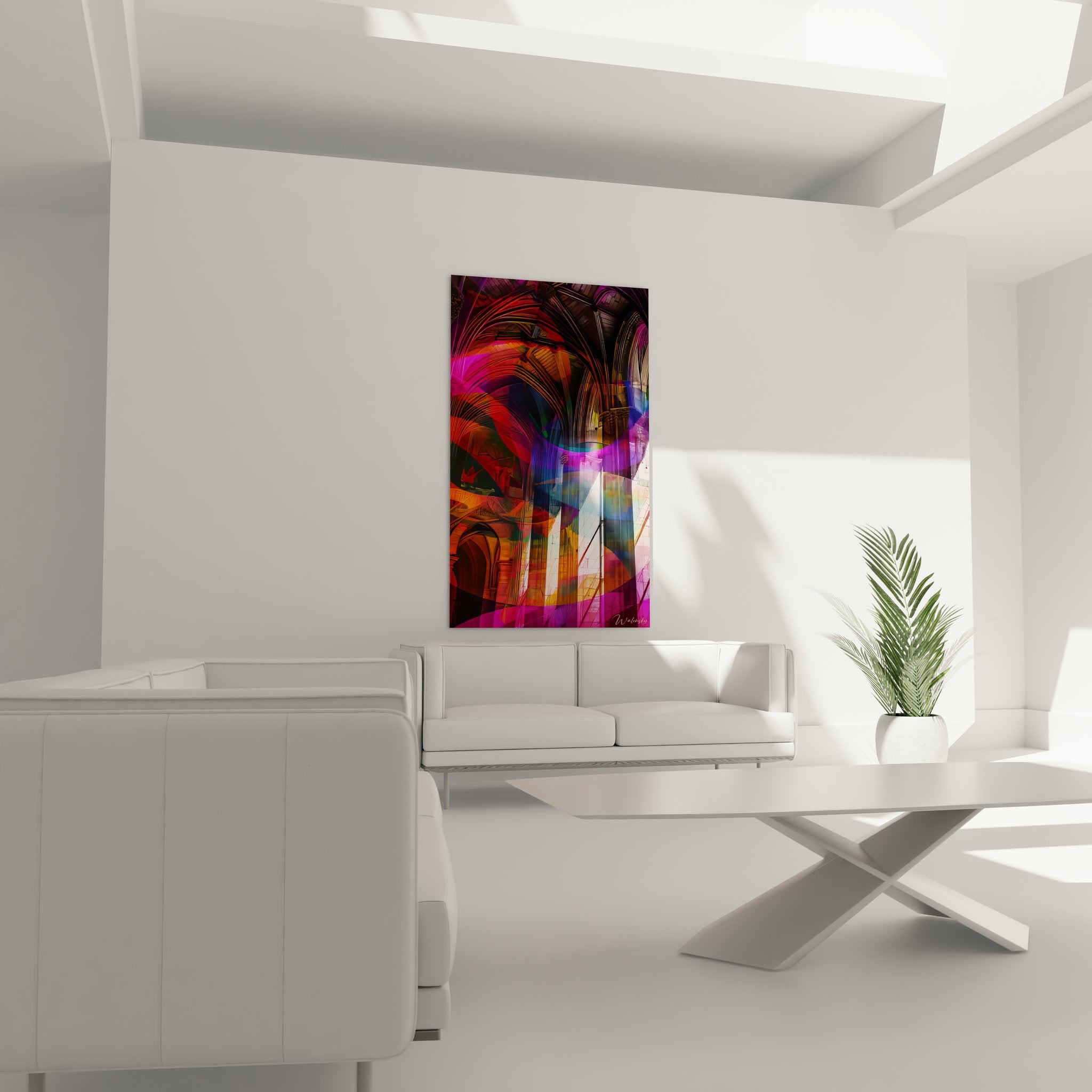 Détail tableau architecture gothique, motifs géométriques et arcs colorés en gros plan artistique