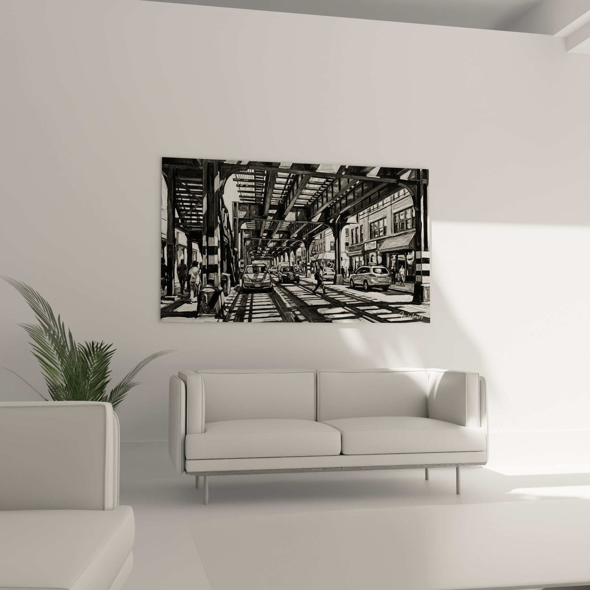 Detail rapproche tableau monochrome architecture metallique urbaine style industriel