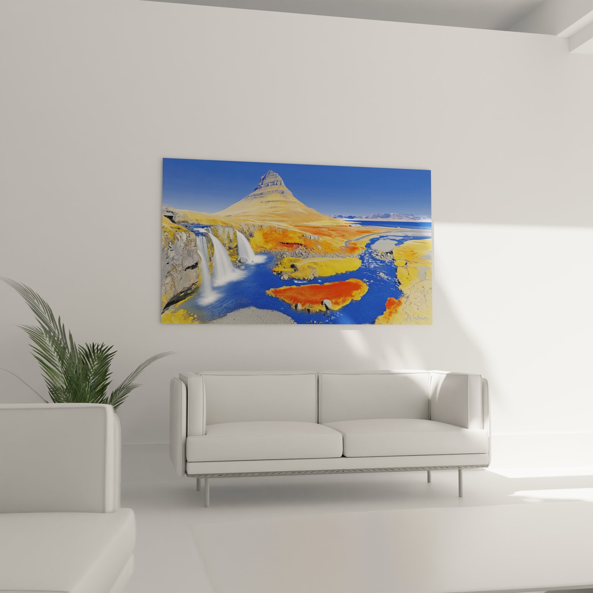 Détail rapproché tableau cascade islandaise montrant textures rocheuses et chutes d'eau blanches