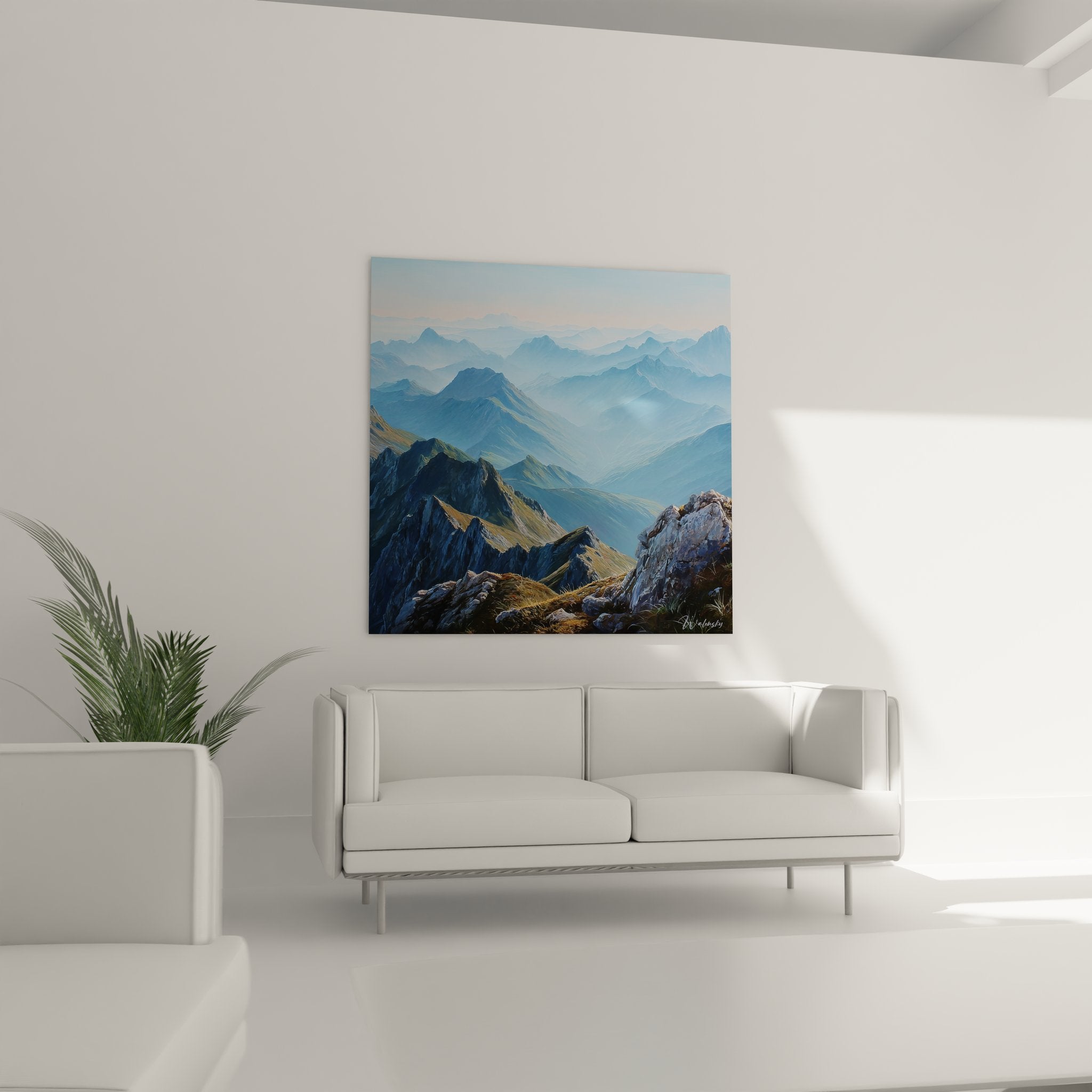 Détail tableau montagne rochers alpins, gros plan art paysage montagneux qualité