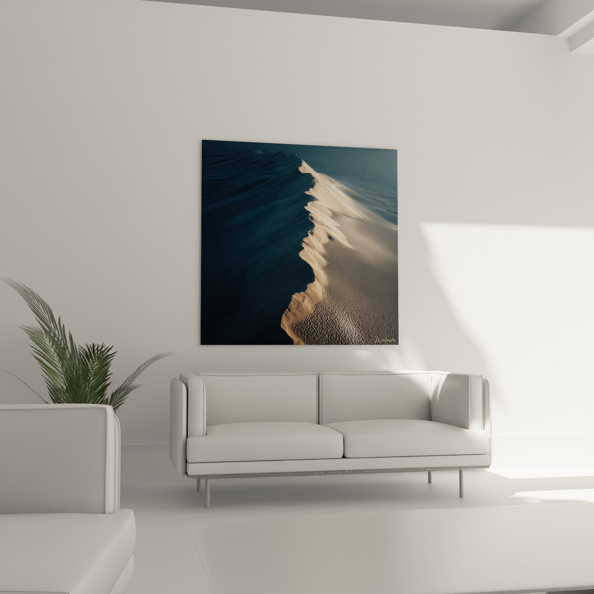 Détail tableau sable texturé - reliefs dunaires dorés et ombres profondes - photographie artistique nature