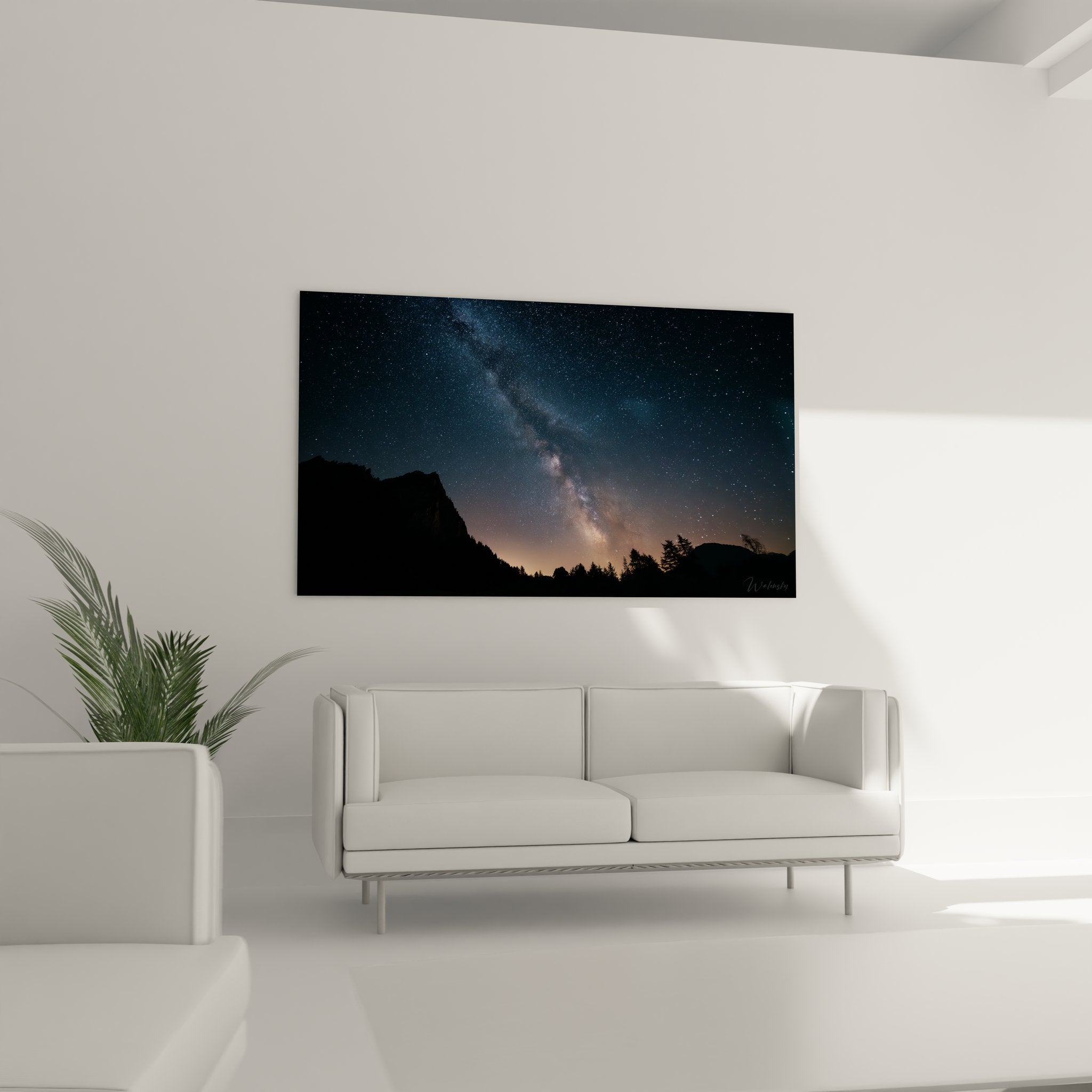 Détail tableau galaxie voie lactée, qualité impression haute définition étoiles scintillantes