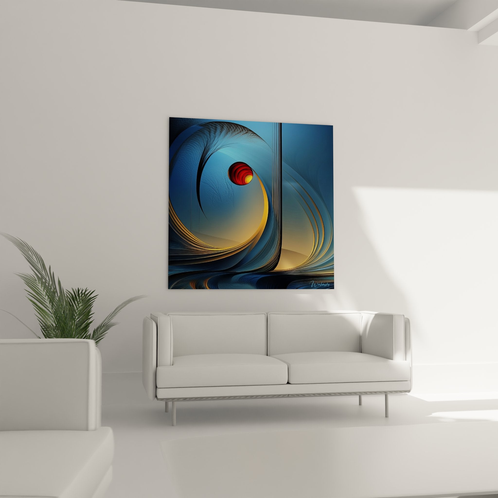 Détail gros plan tableau vortex abstrait textures courbes organiques art moderne