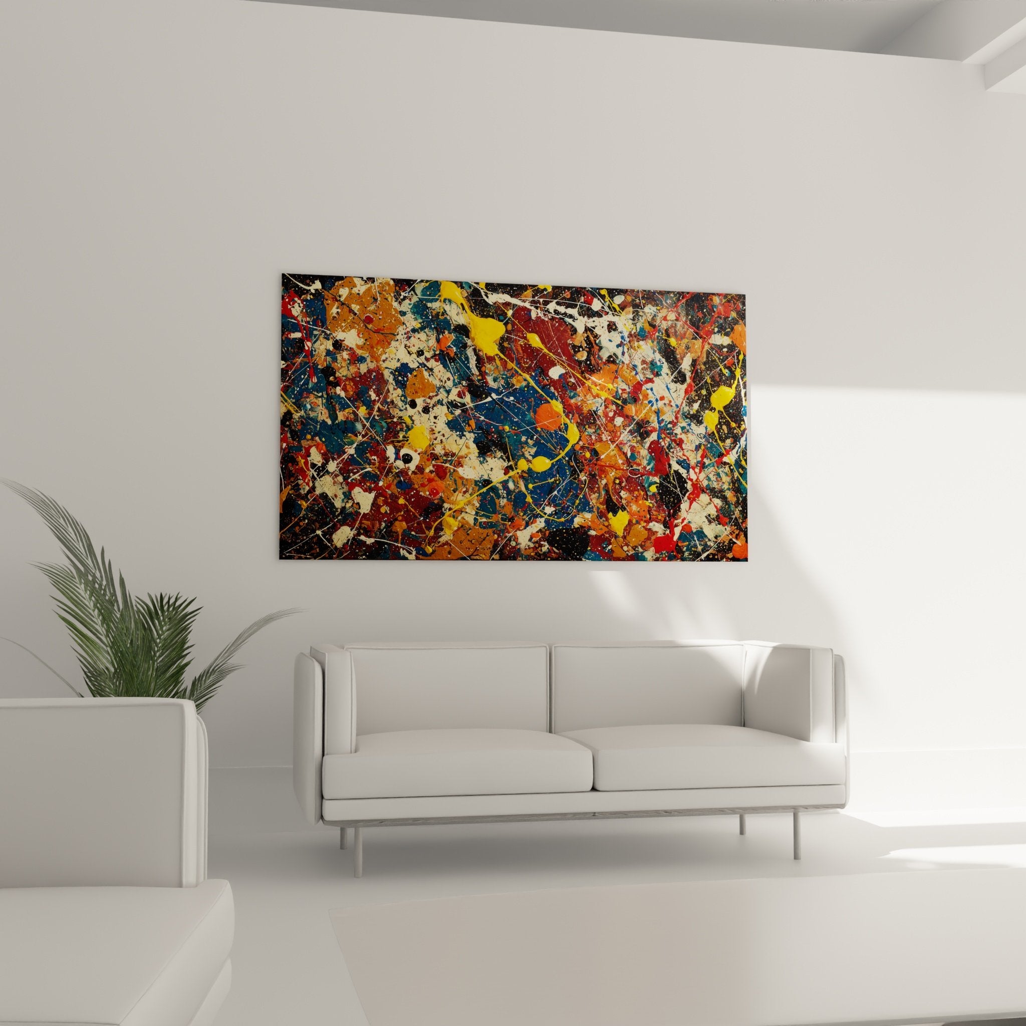 abstract painting texture detail brushstrokes paint drips blue red yellow white