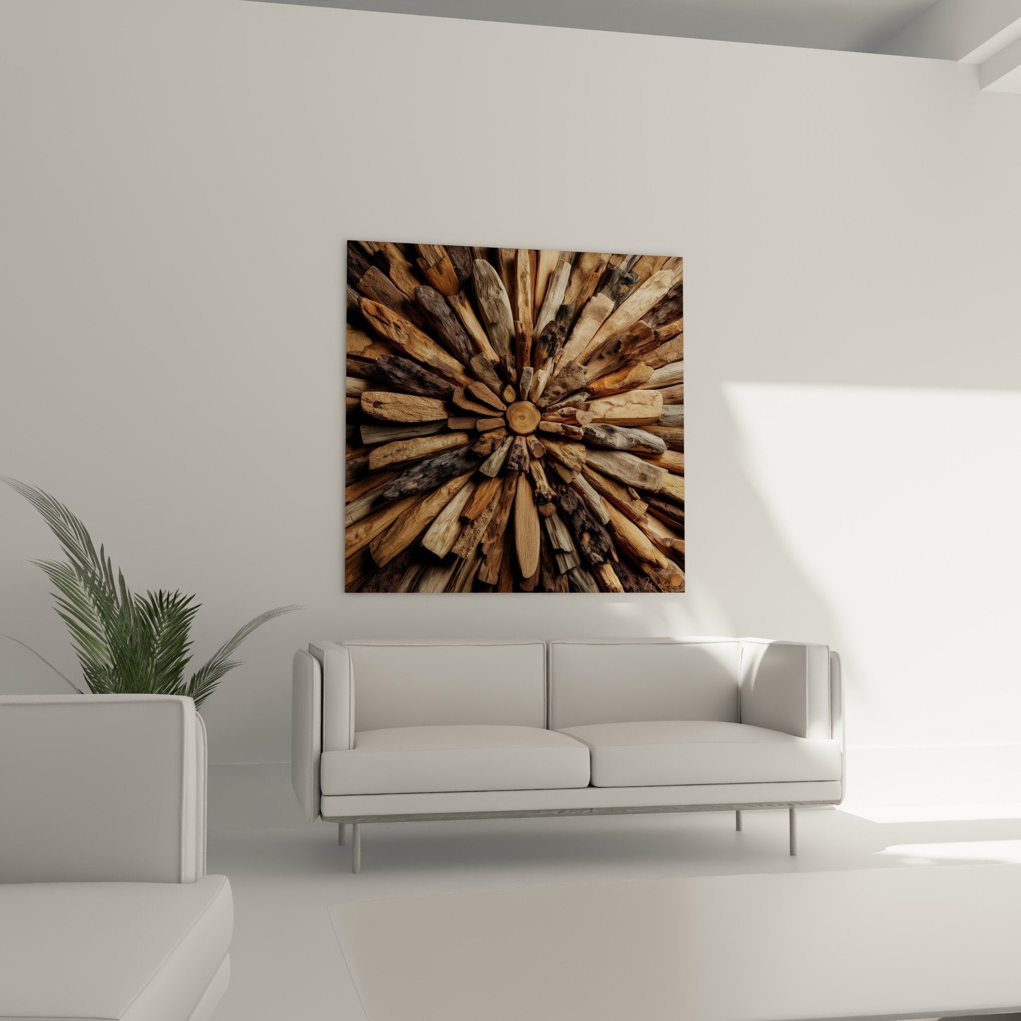Close-up detail natural wood logs texture authentic grain radial composition feng shui