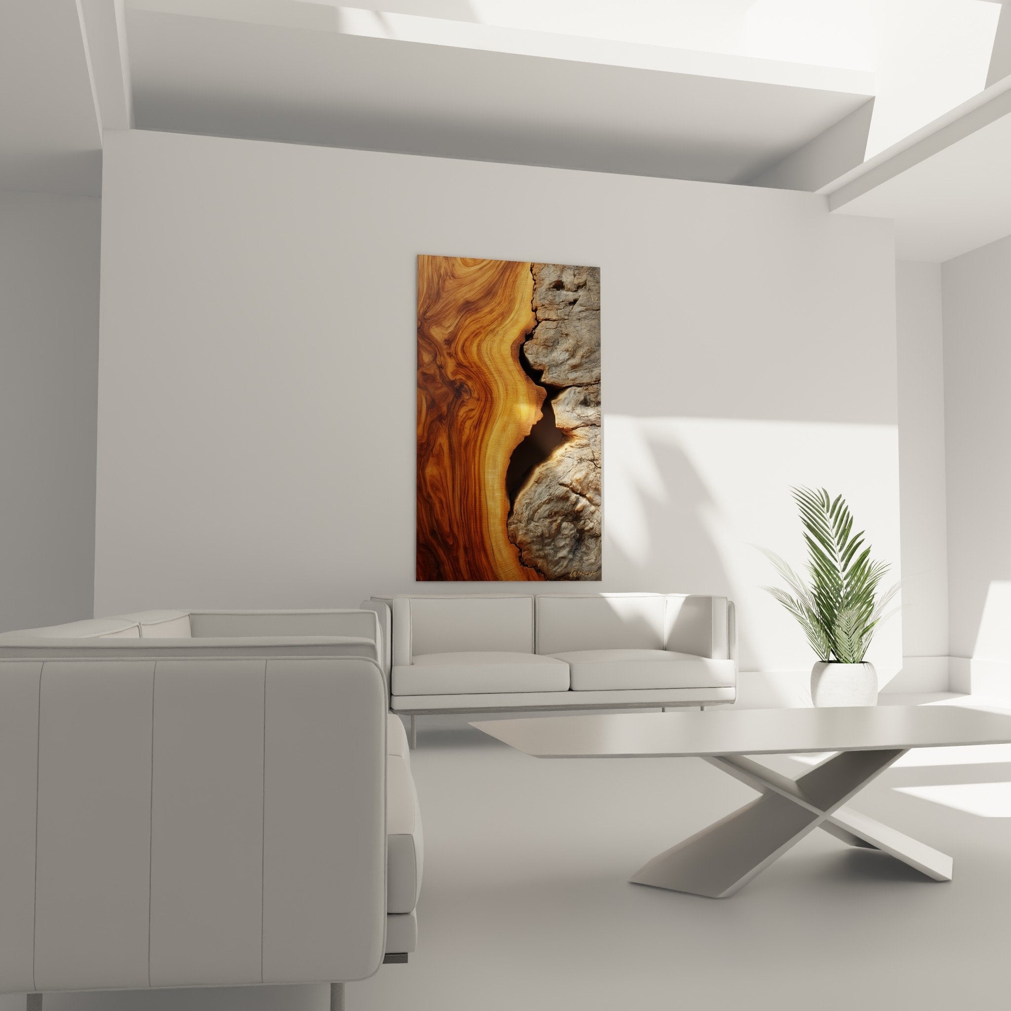 Holztextur-Details Maserung Bernstein Kupfer grauer Stein rohes Schwarz Riss Feng Shui Ost Holz