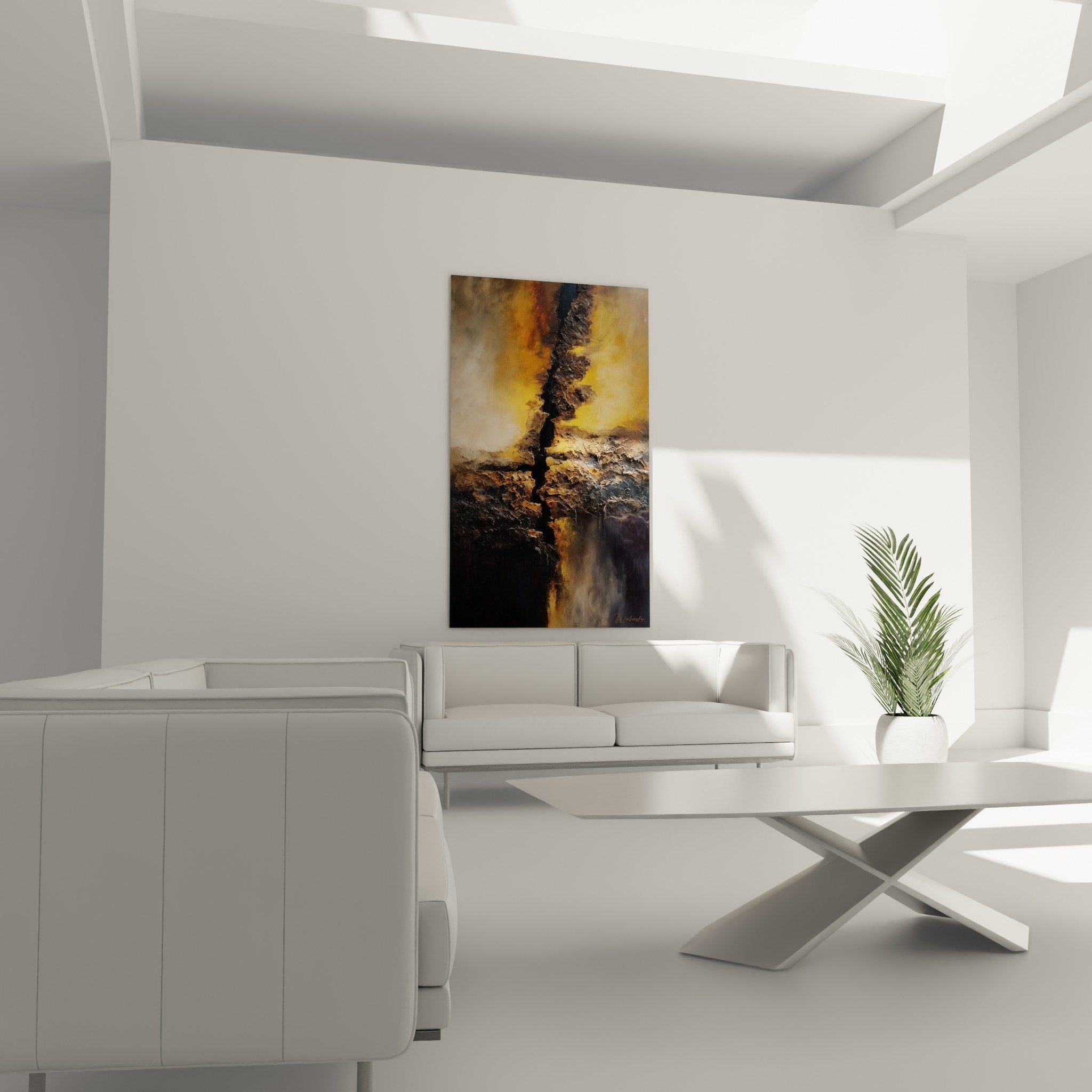 detailed rough bronze textures golden reflections fractured luminous wall art