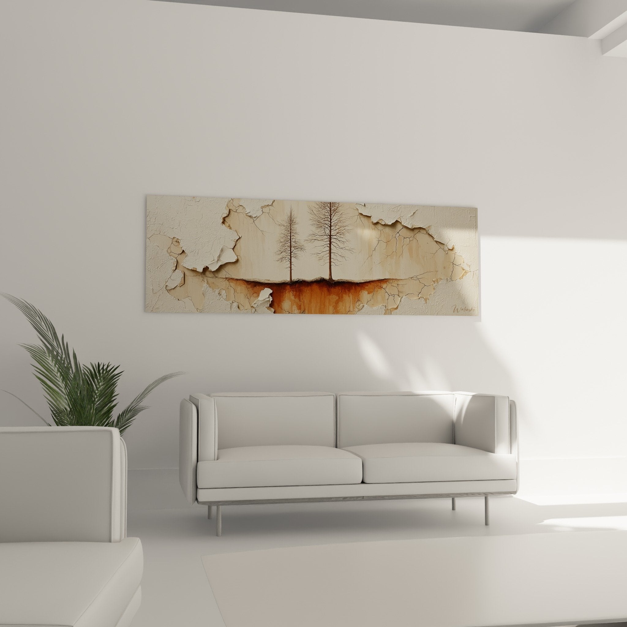 detail texture craquele beige ocre arbres denudes racines visibles art contemporain feng shui nord est terre