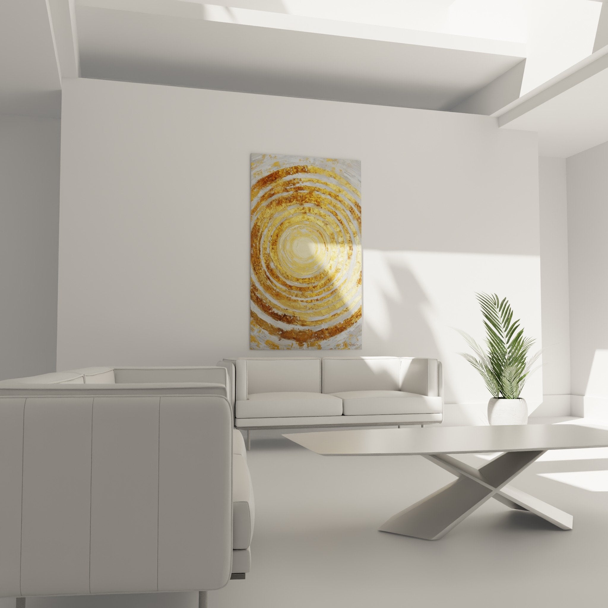 Golden granular paint texture detail concentric spiral embossed relief feng shui northeast earth