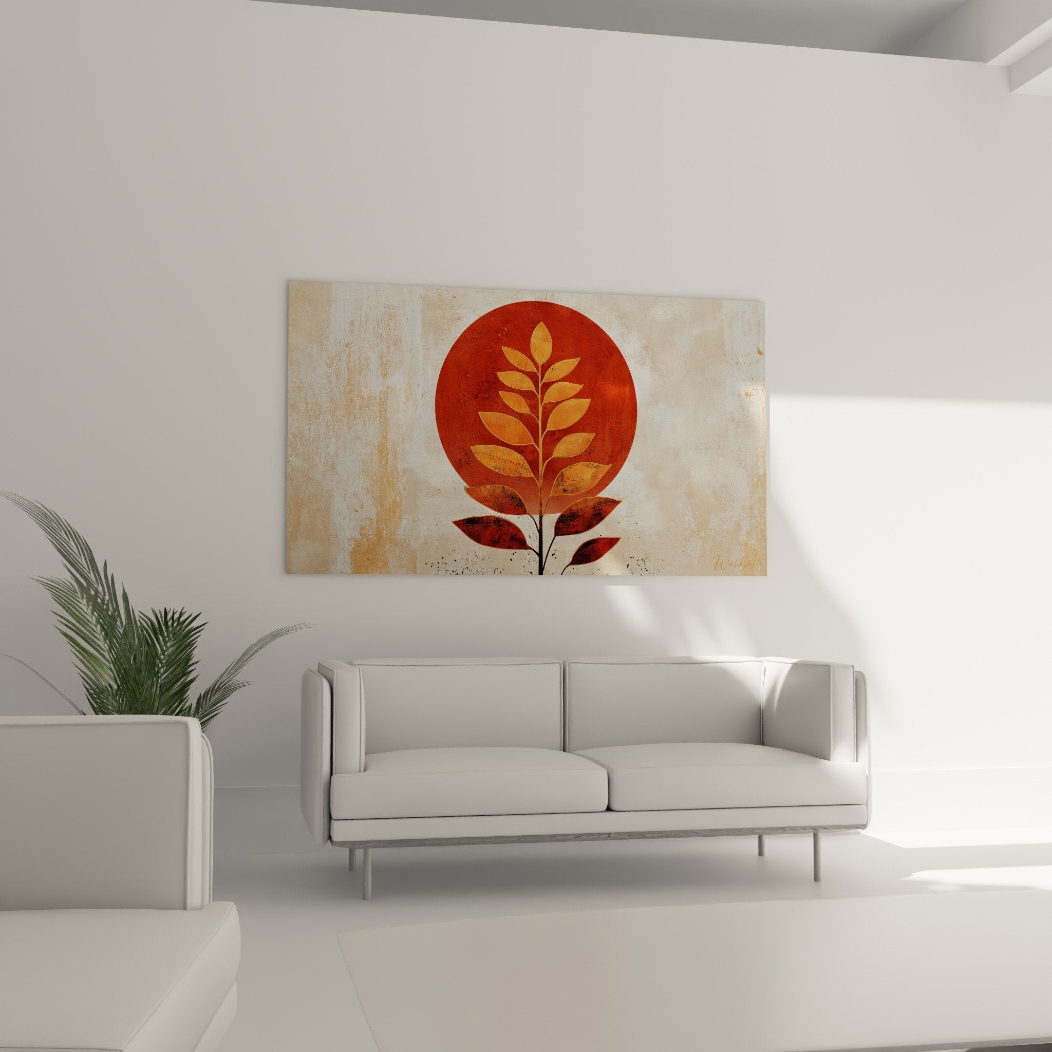Textured patina detail orange leaves gradient circle red brick brushstroke artistic effect