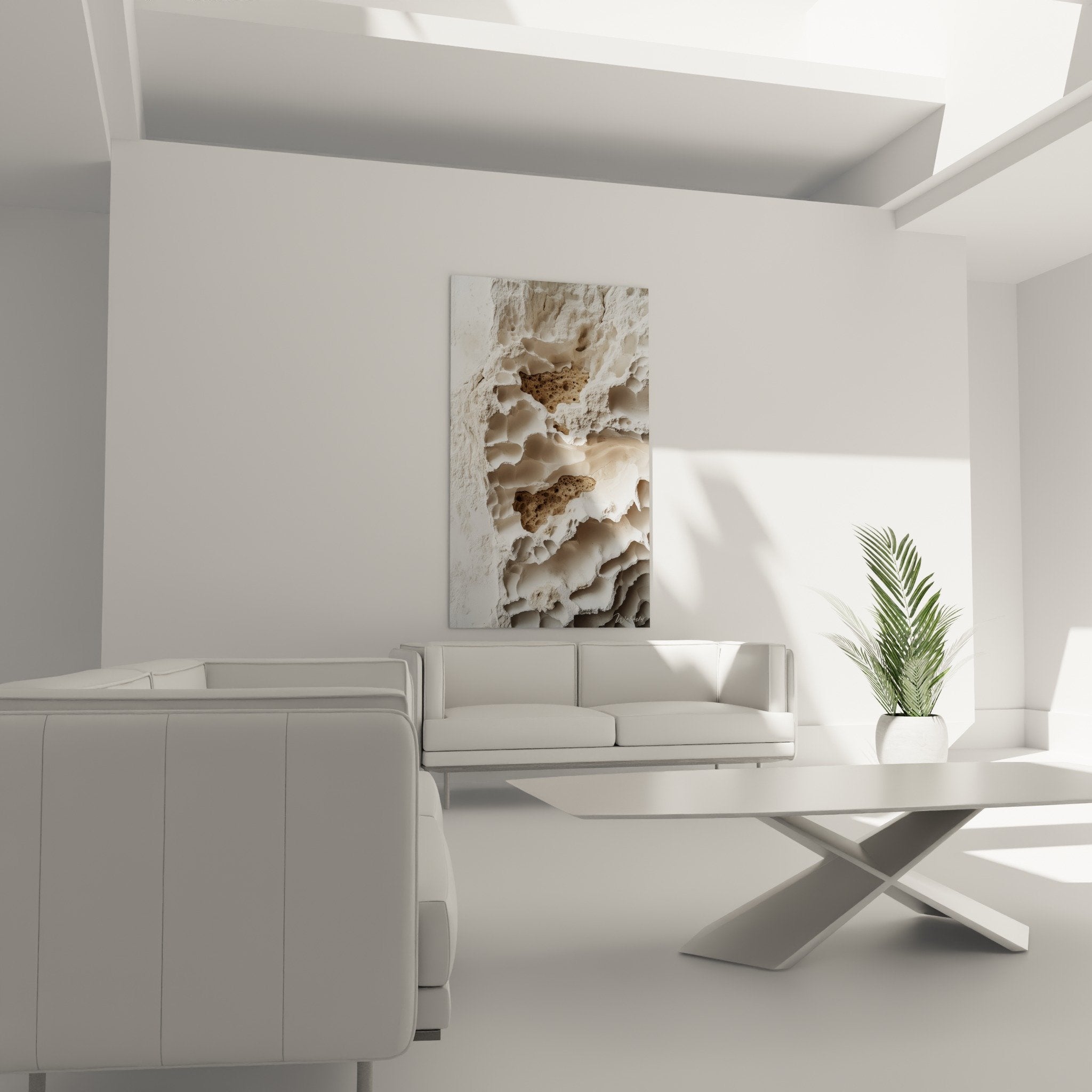 Abstract white marble texture detail deep cavities organic reliefs beige tones