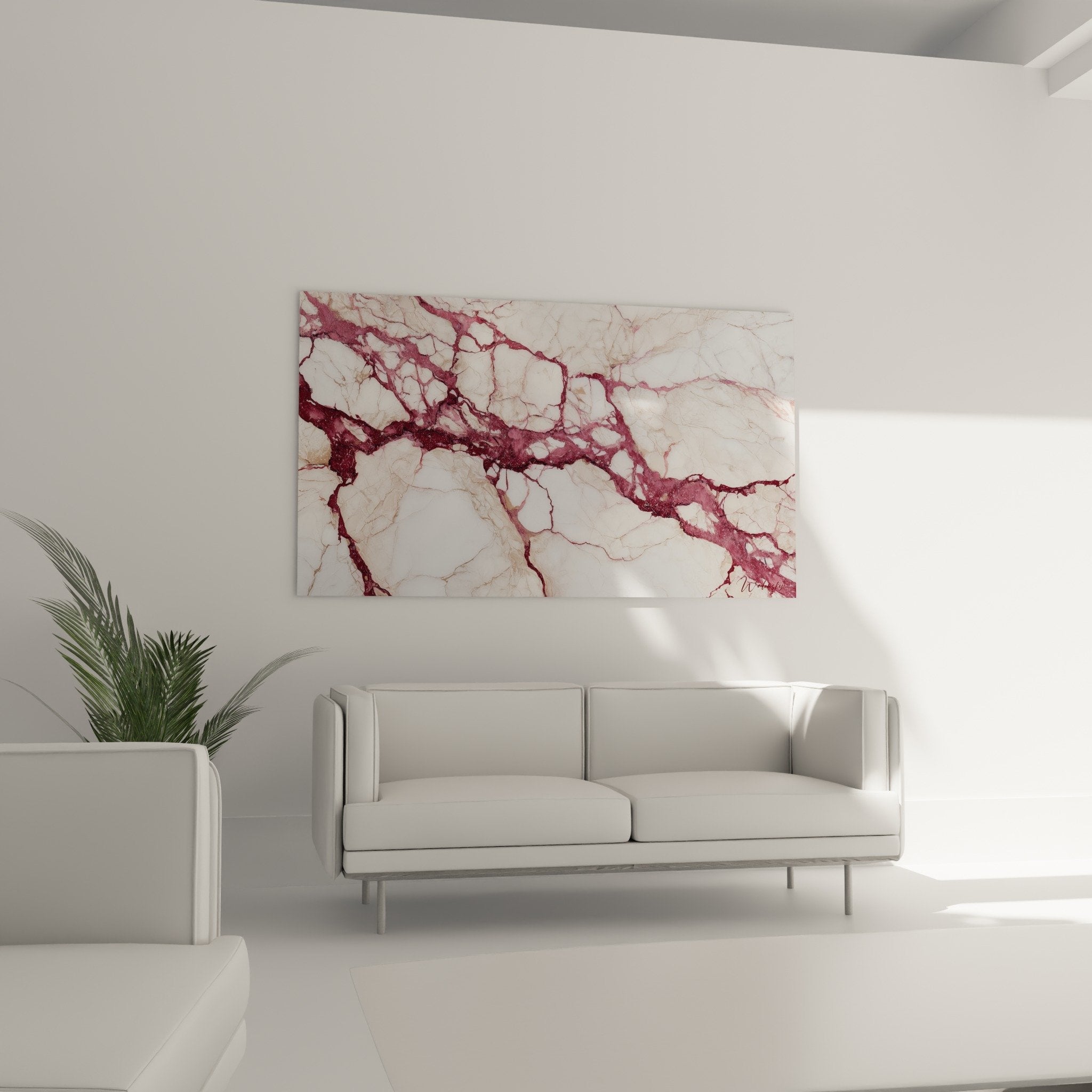 Detail texture marbre abstrait veines bordeaux profondes sur fond nacre effet matiere naturelle