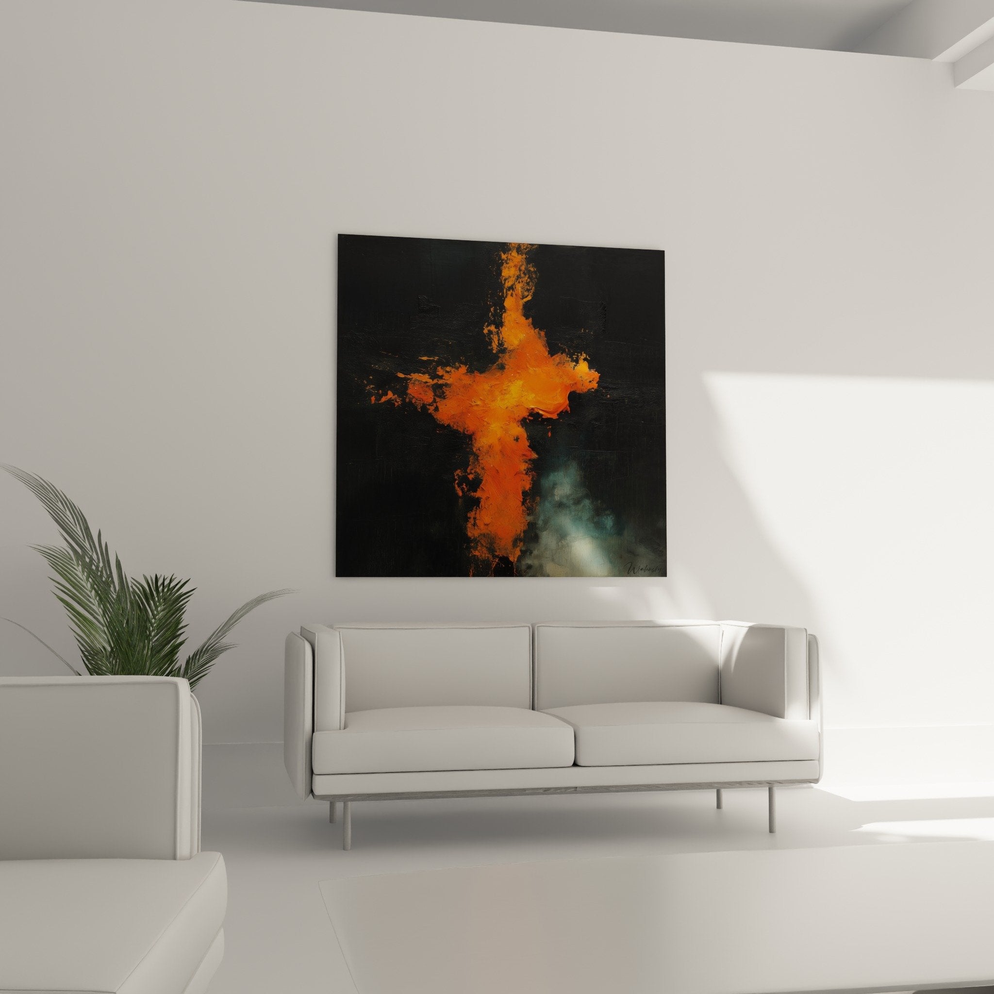 Abstract orange paint texture detail splashes dark background thick material artistic relief