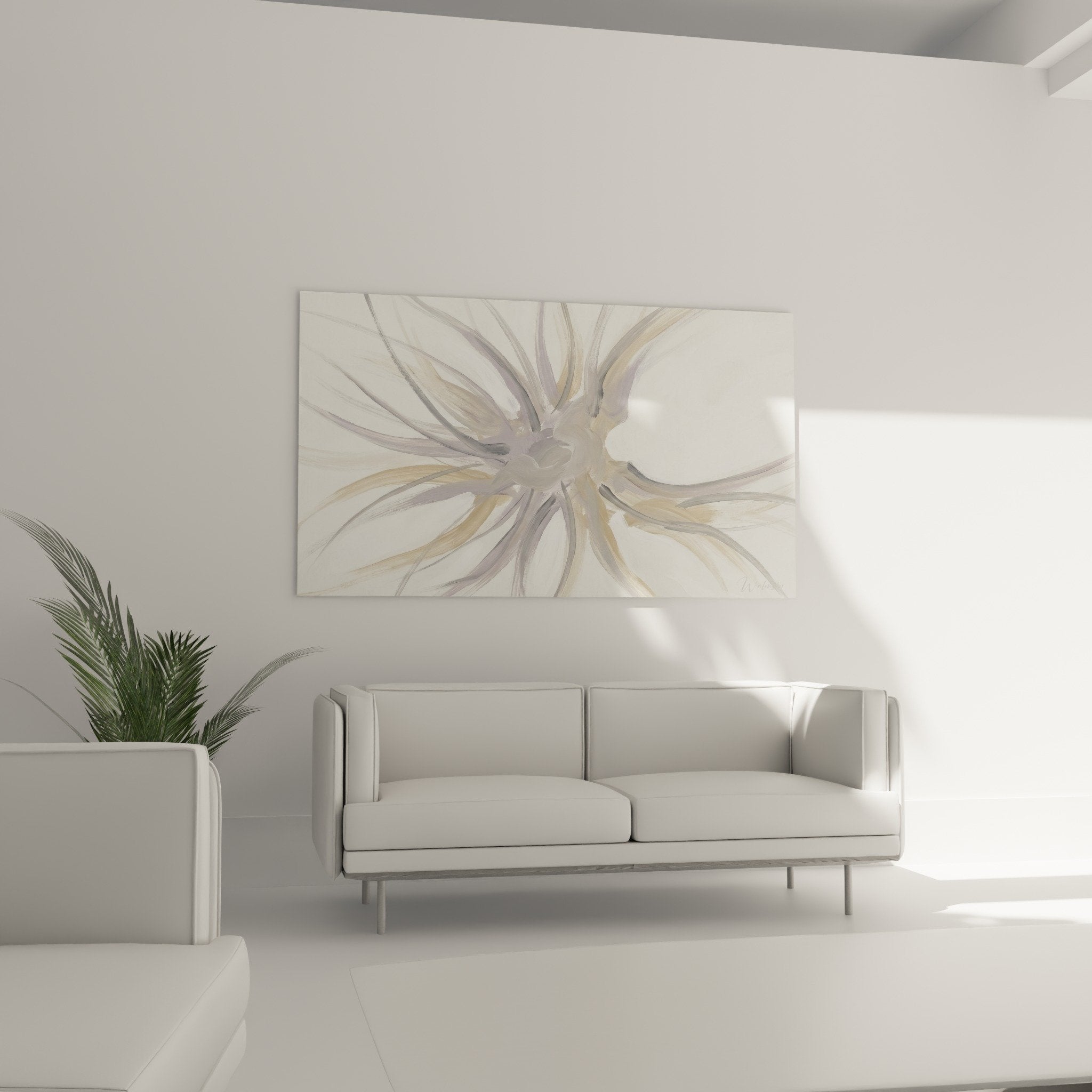 Detailansicht Seeigel abstrakte Gemäldetextur graubeige Pinselstriche radiale Bewegung zeitgenössische Kunst Seeigel Edition
