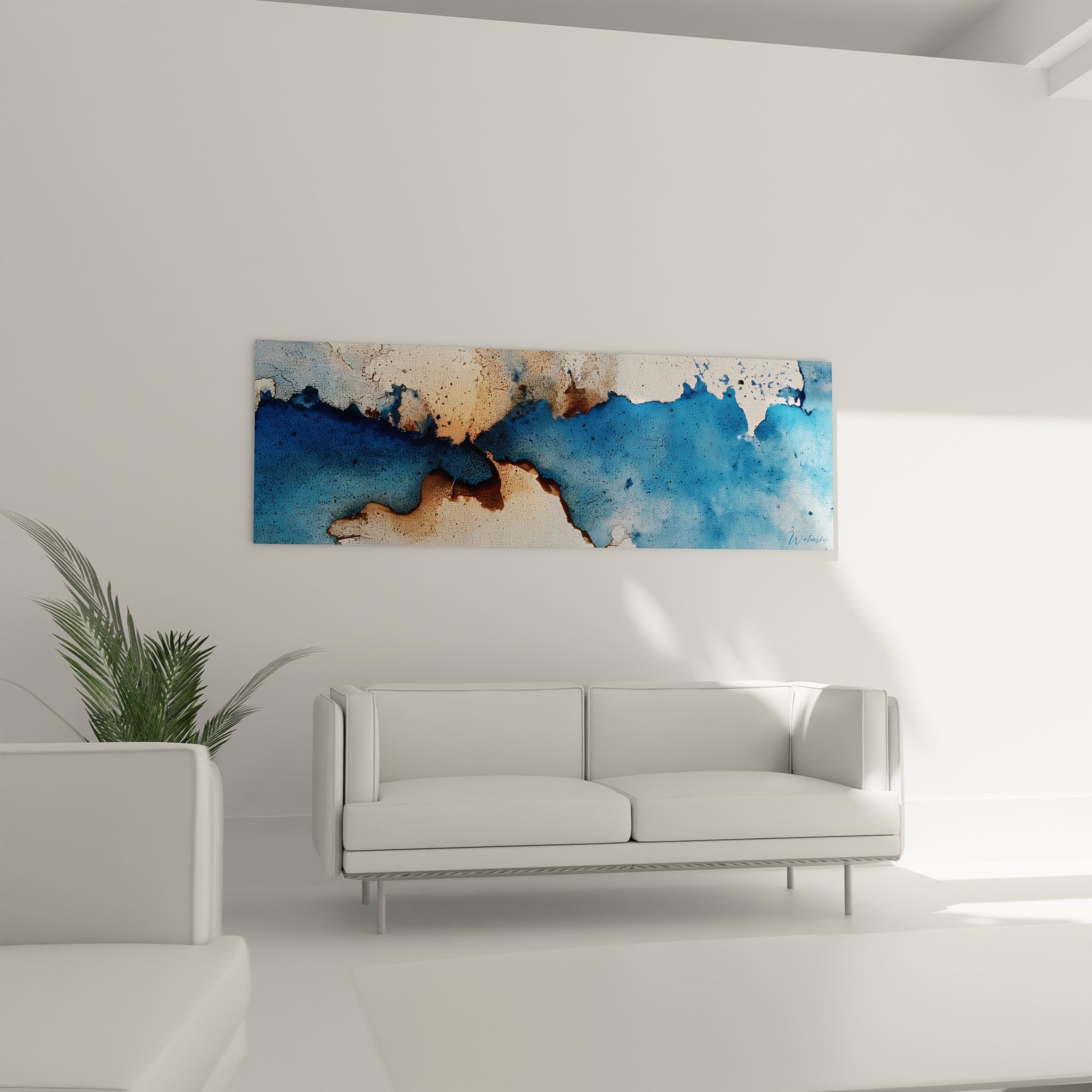 Détail texture peinture abstraite bleue avec effets matière et relief artistique