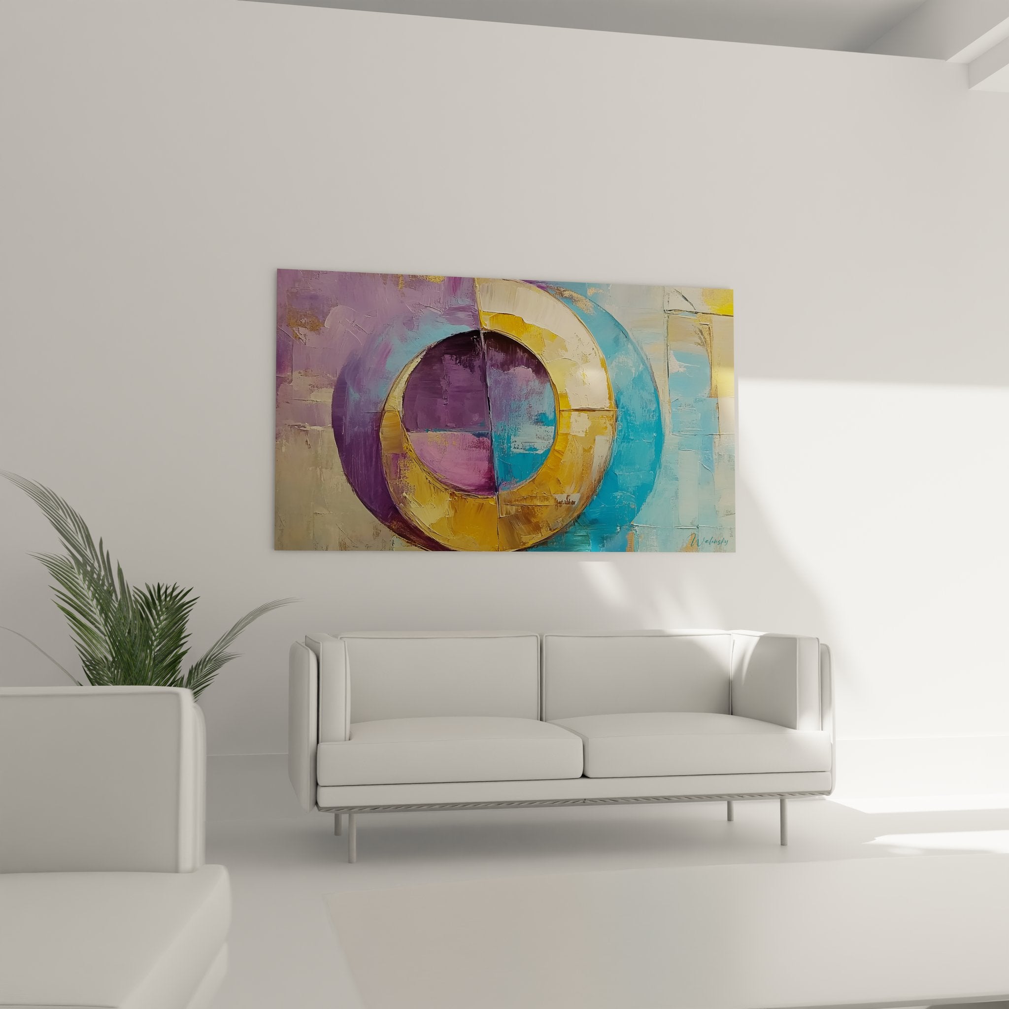 Gros plan détail texture peinture abstraite cercles concentriques empâtements colorés