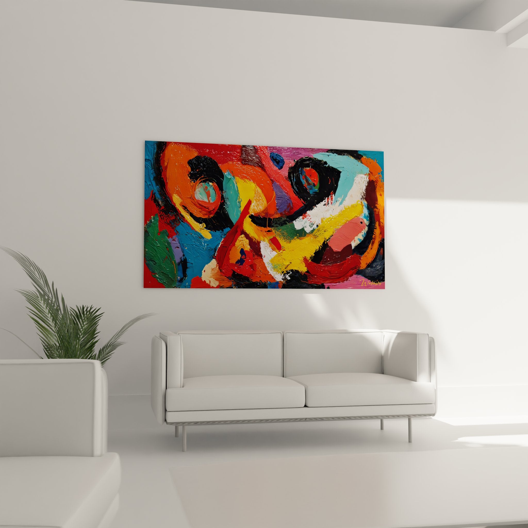 Gros plan détail texture peinture abstraite colorée avec empâtements et mélanges chromatiques