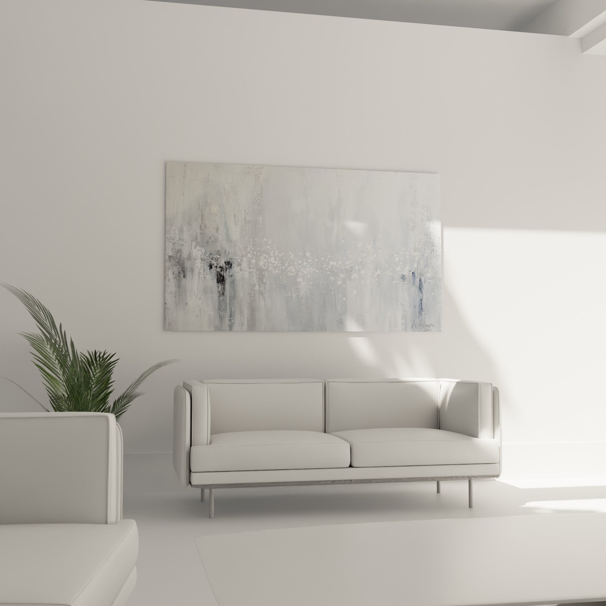 Detail peinture abstraite texture grise avec points lumineux - Feng shui Nord-Ouest Metal