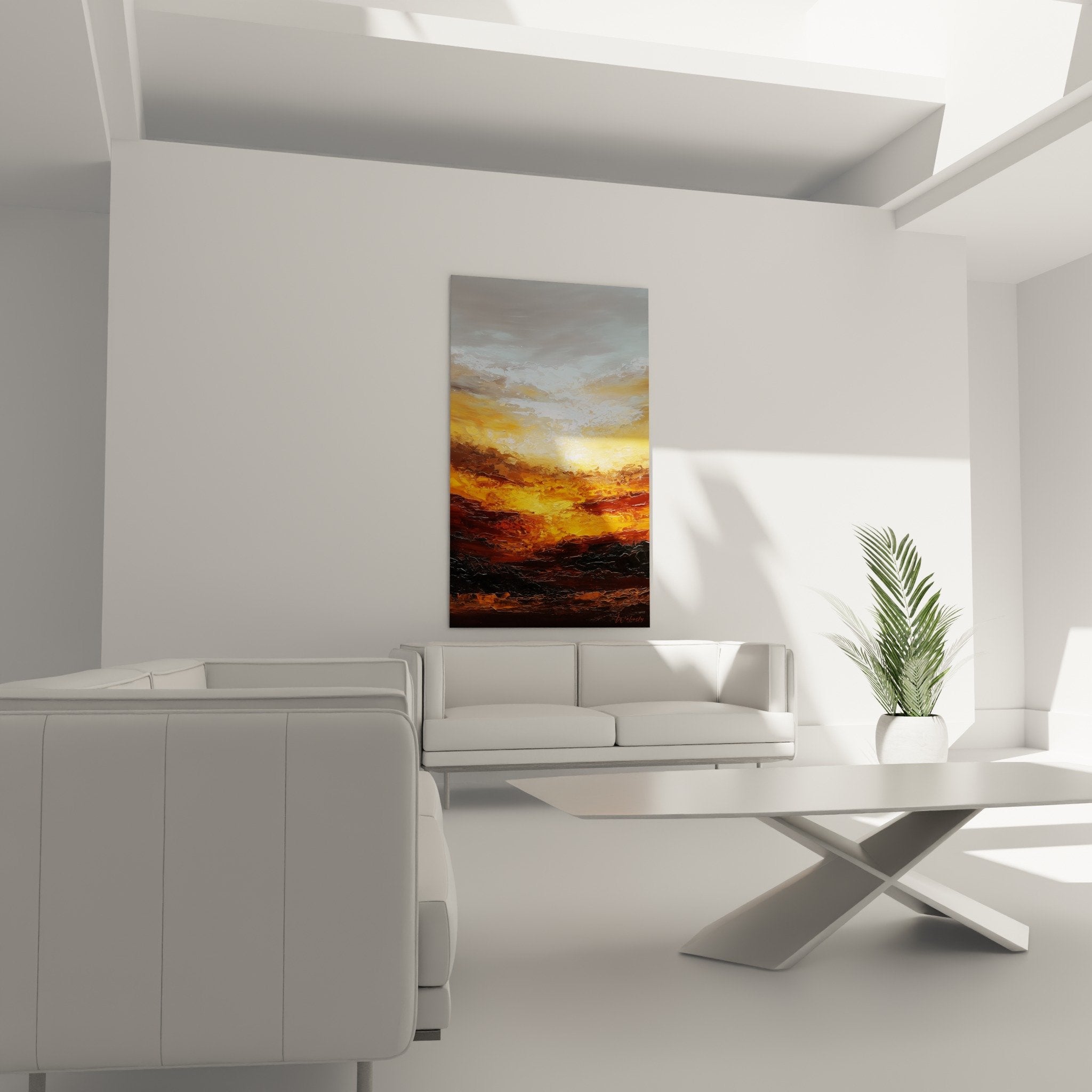 detail texture empate peinture paysage montagne tons chauds orange ocre