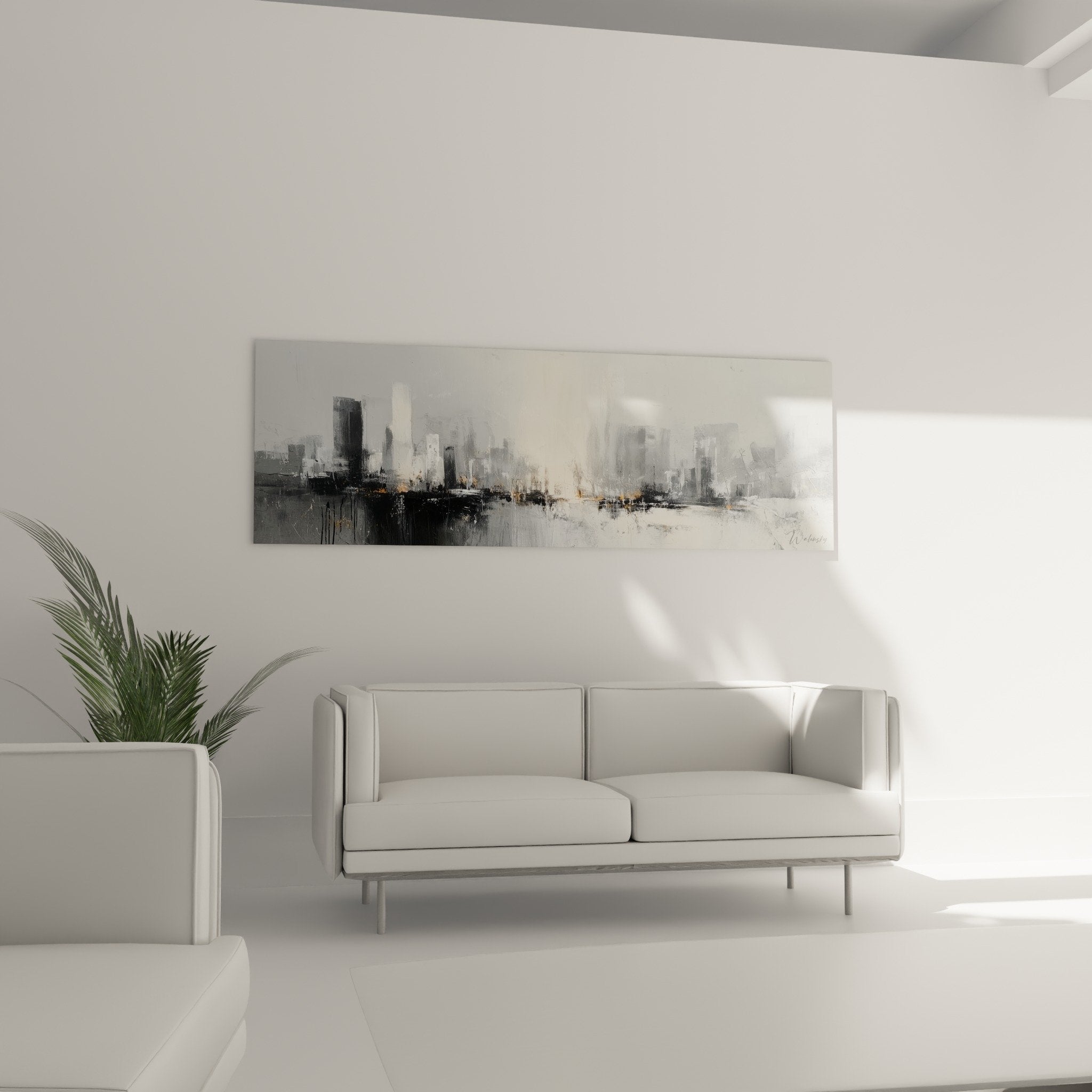 Detail texture peinture abstraite urbaine gris anthracite blanc nacre touches dorees empâtements