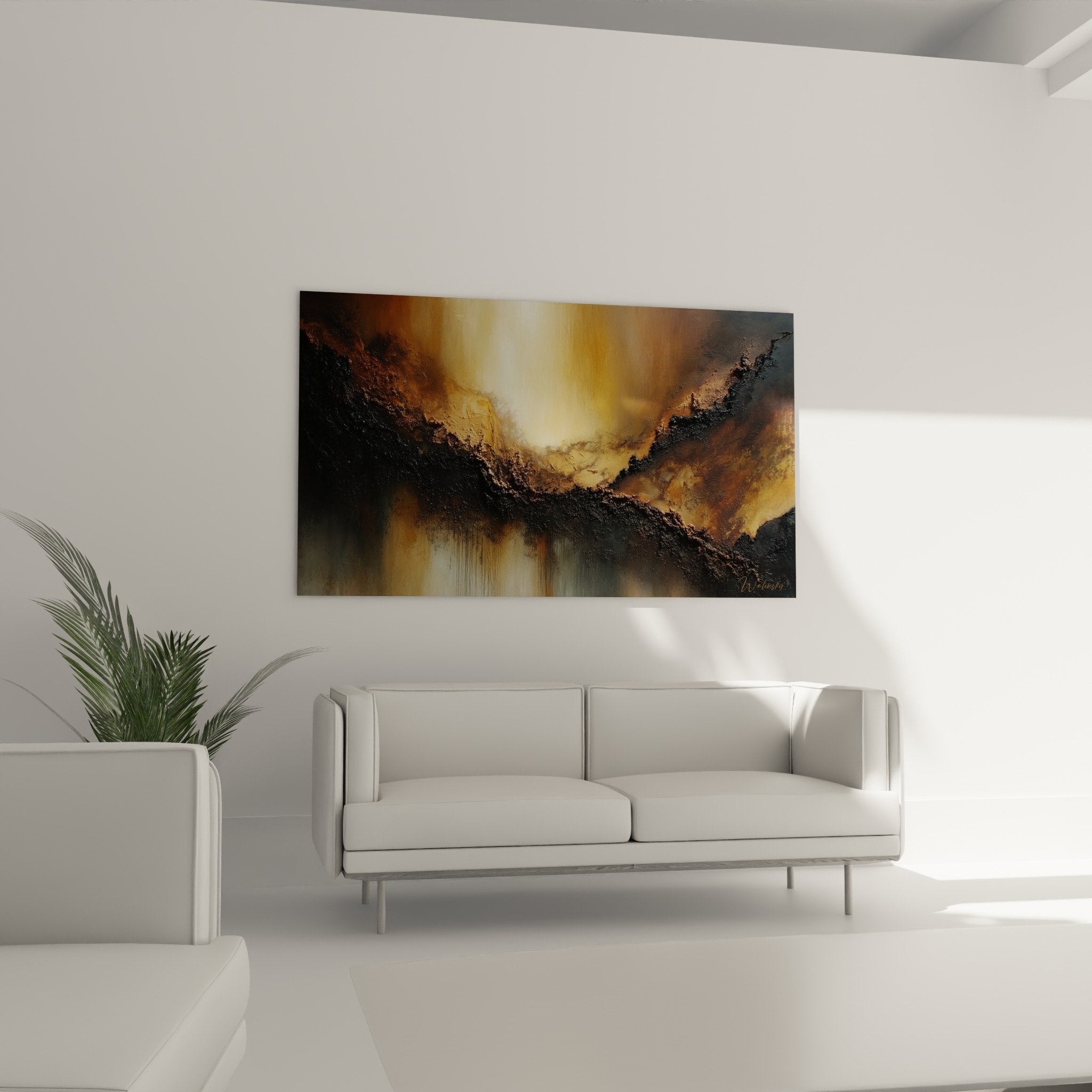 textured abstract painting detail ochre bronze impasto relief brushwork paint texture