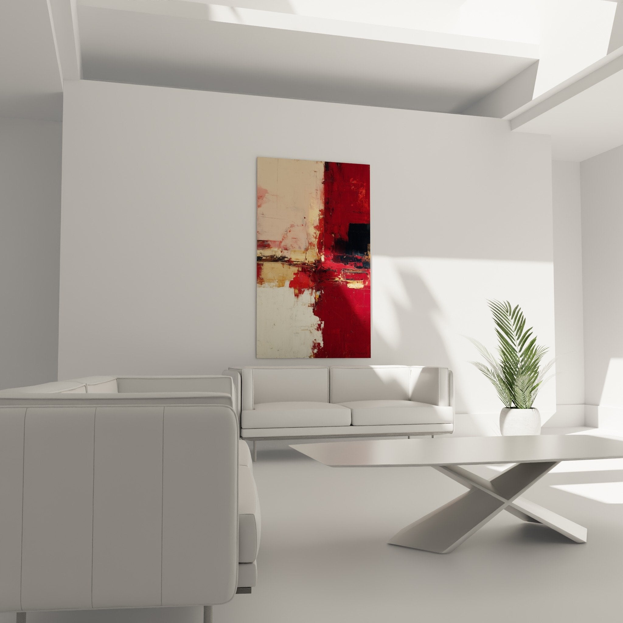 Detail texture peinture abstraite rouge bordeaux beige empâtements artistiques feng shui sud feu