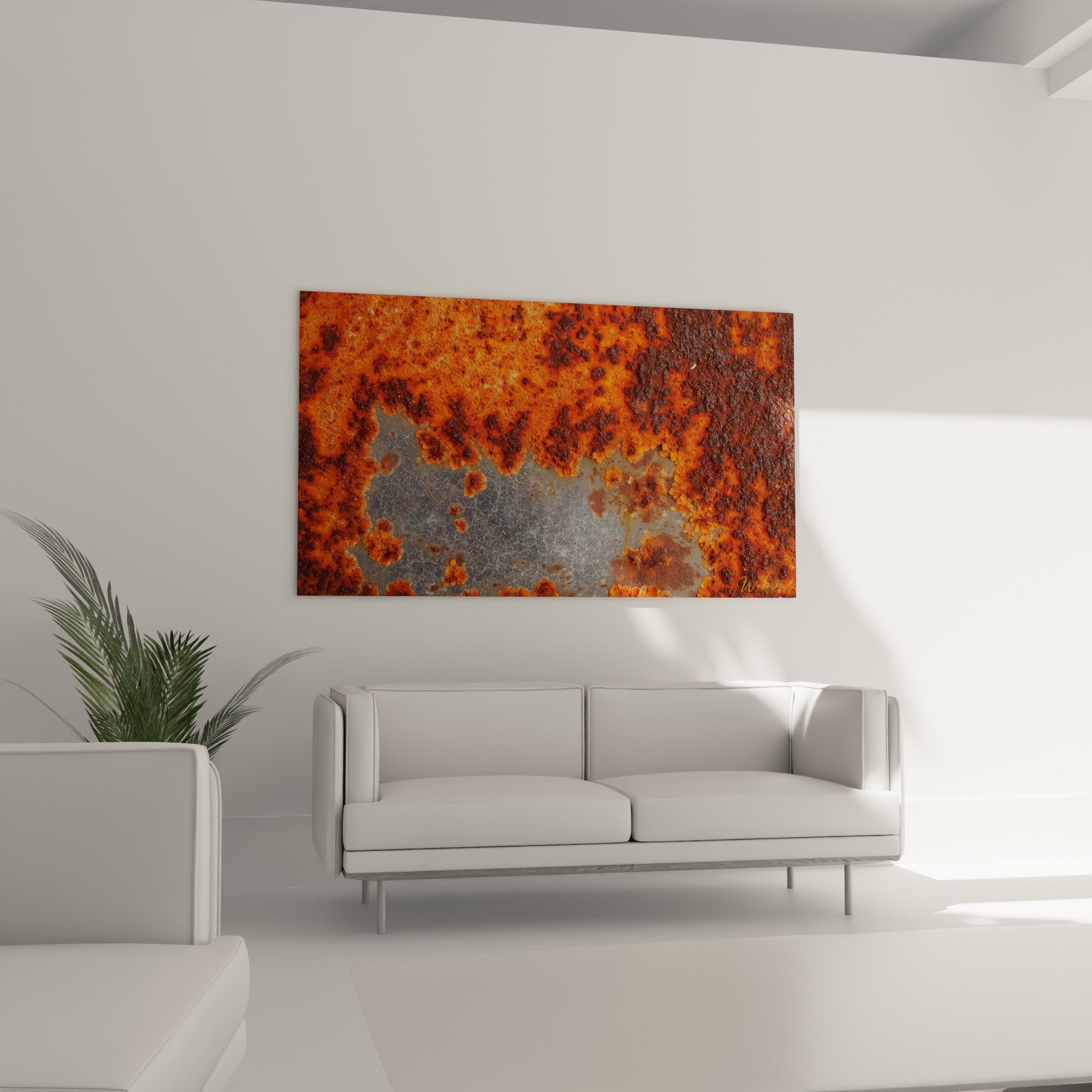 Orange rust texture detail coral formations metal oxidation patina feng shui south fire artistic