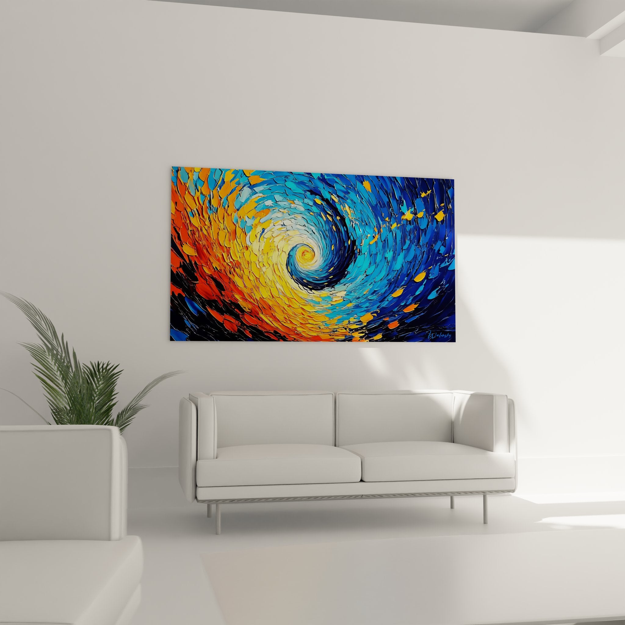 Détail gros plan texture peinture spirale abstraite couleurs vibrantes art mural