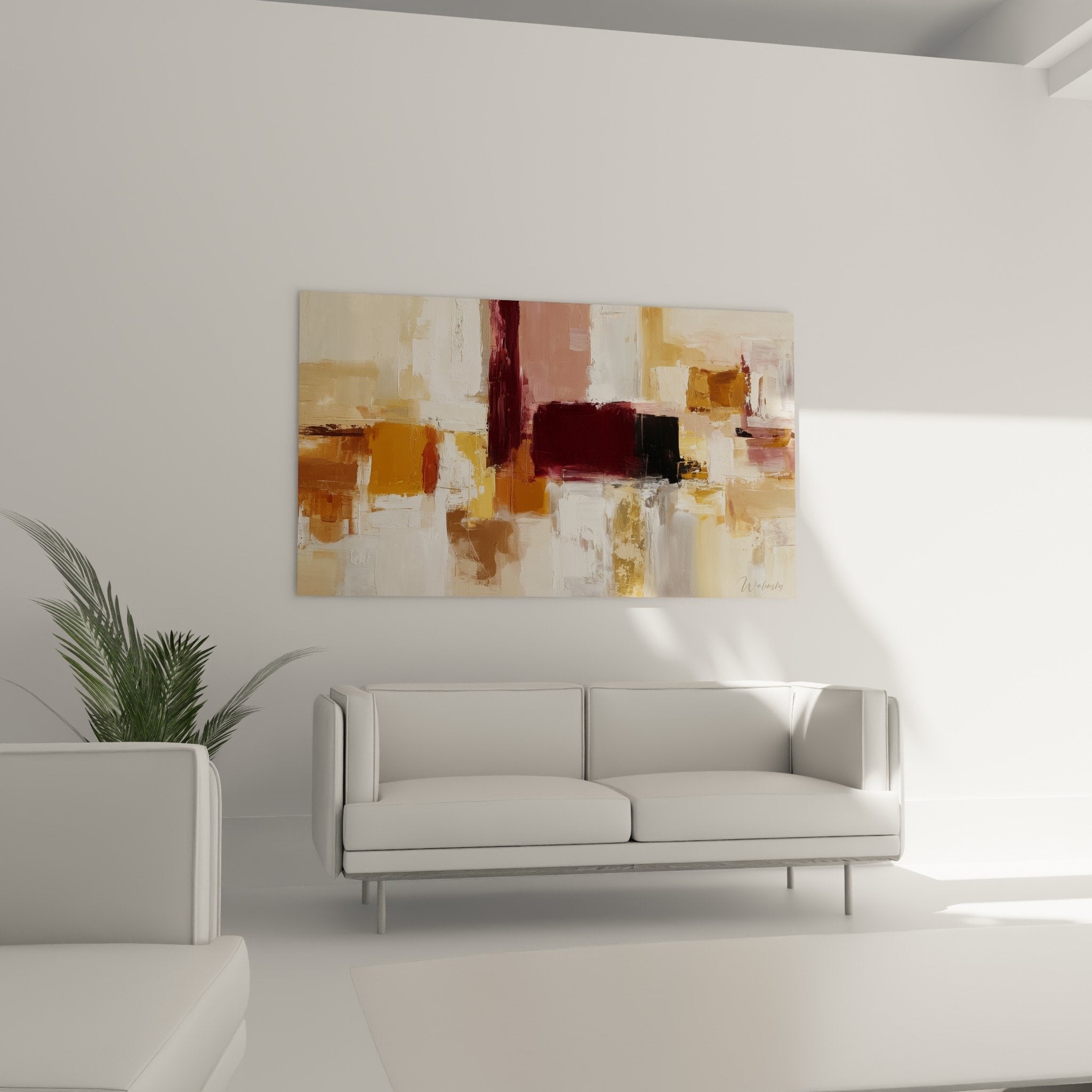 Detail texture empâtement tableau abstrait bordeaux ocre beige matiere picturale Feng shui Sud Feu