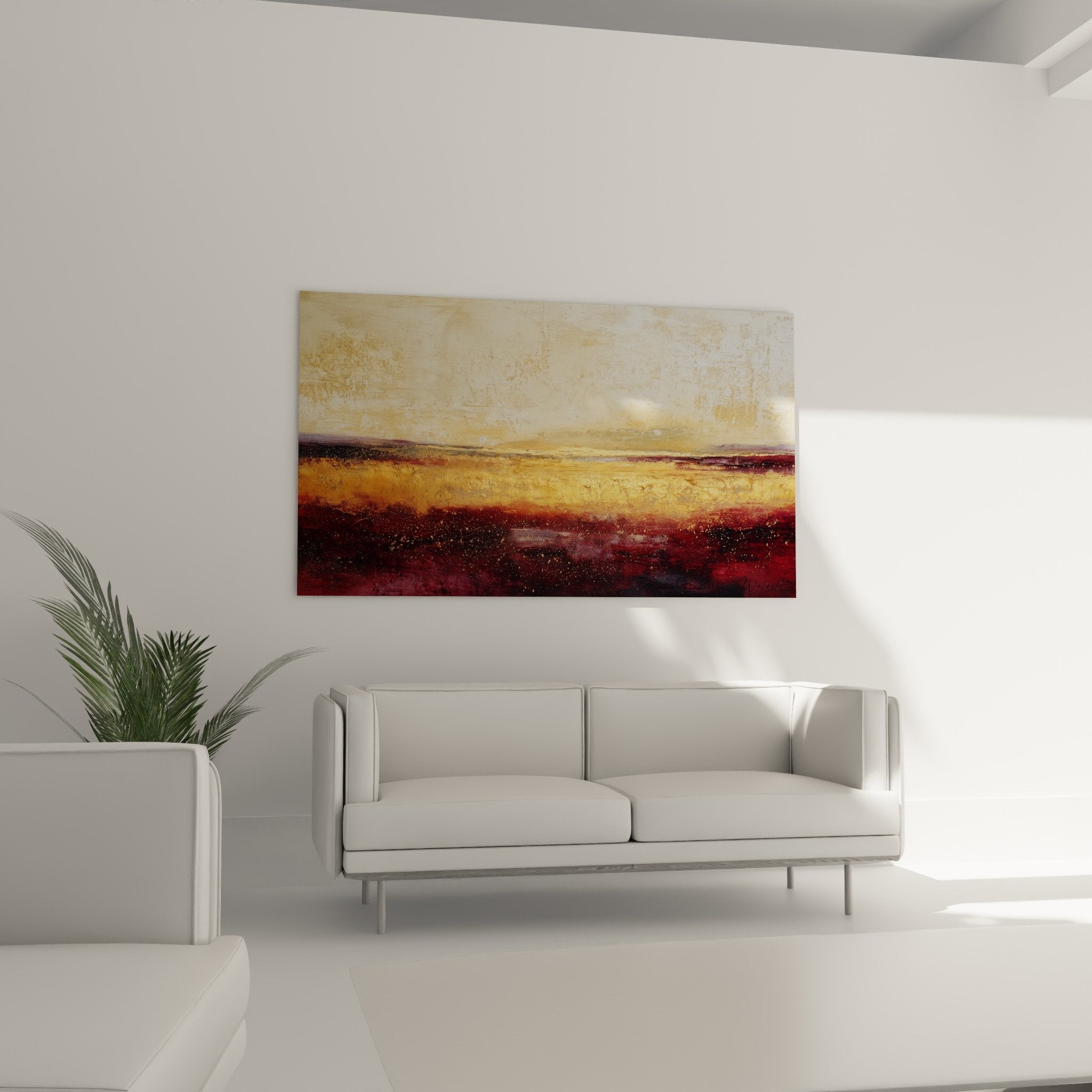Detail texture tableau abstrait dore bordeaux effets matiere peinture paysage feng shui sud feu