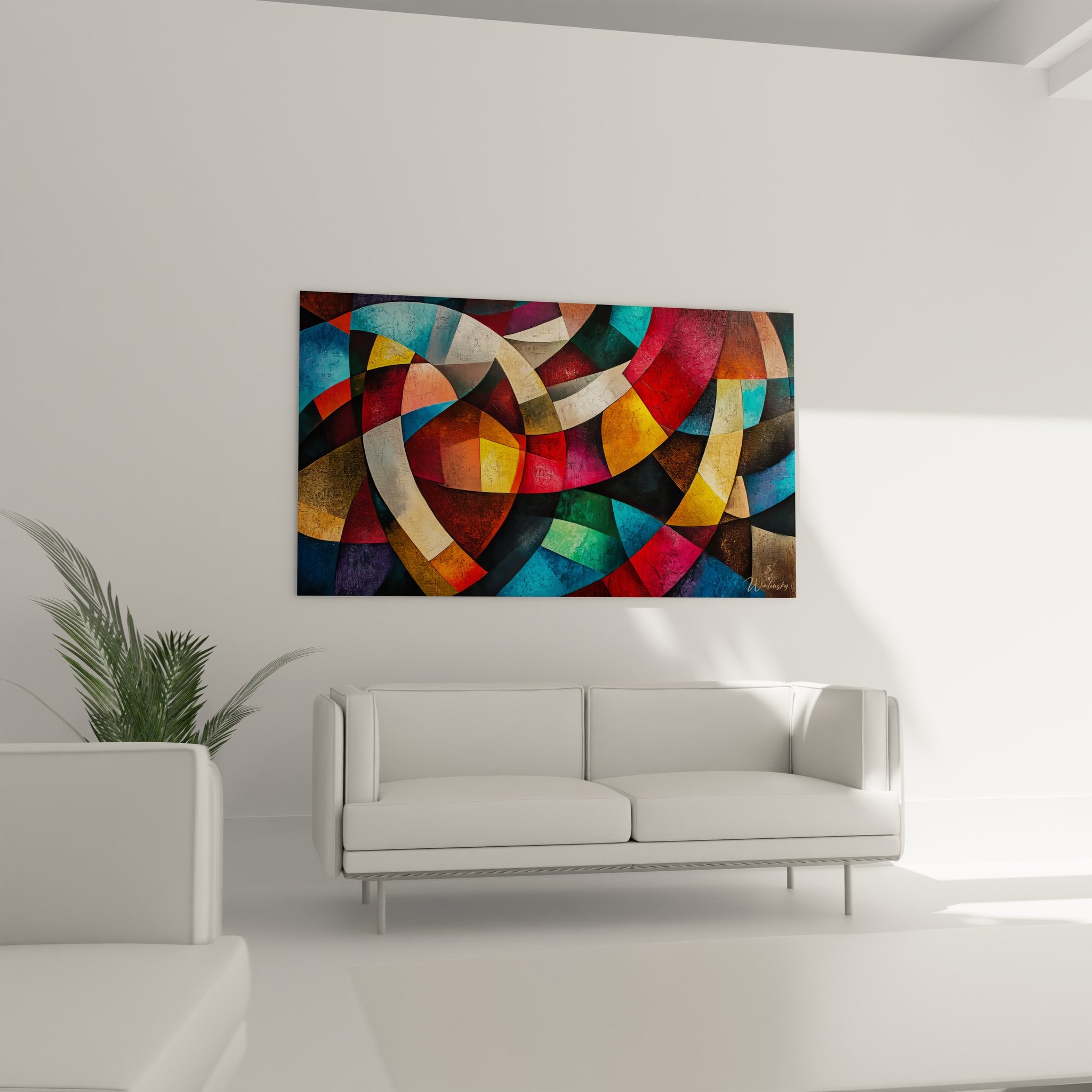 Gros plan détails texture tableau abstrait géométrique cercles colorés superposés