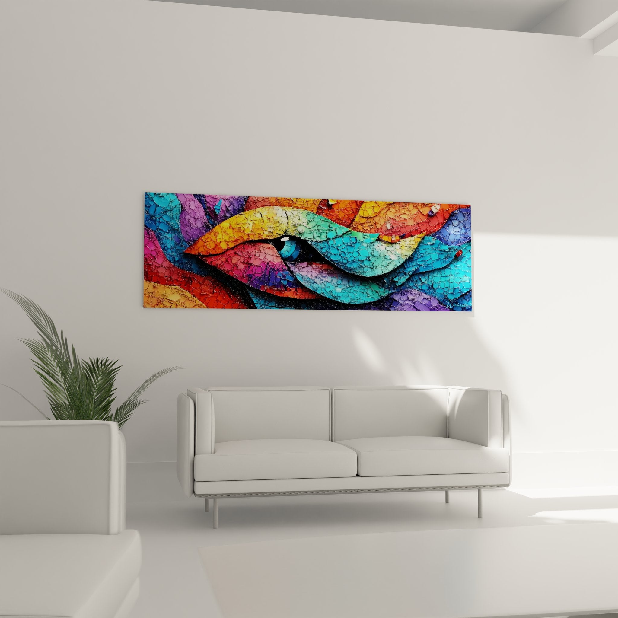 Gros plan détail texture craquelée tableau œil abstrait multicolore peinture moderne artistique