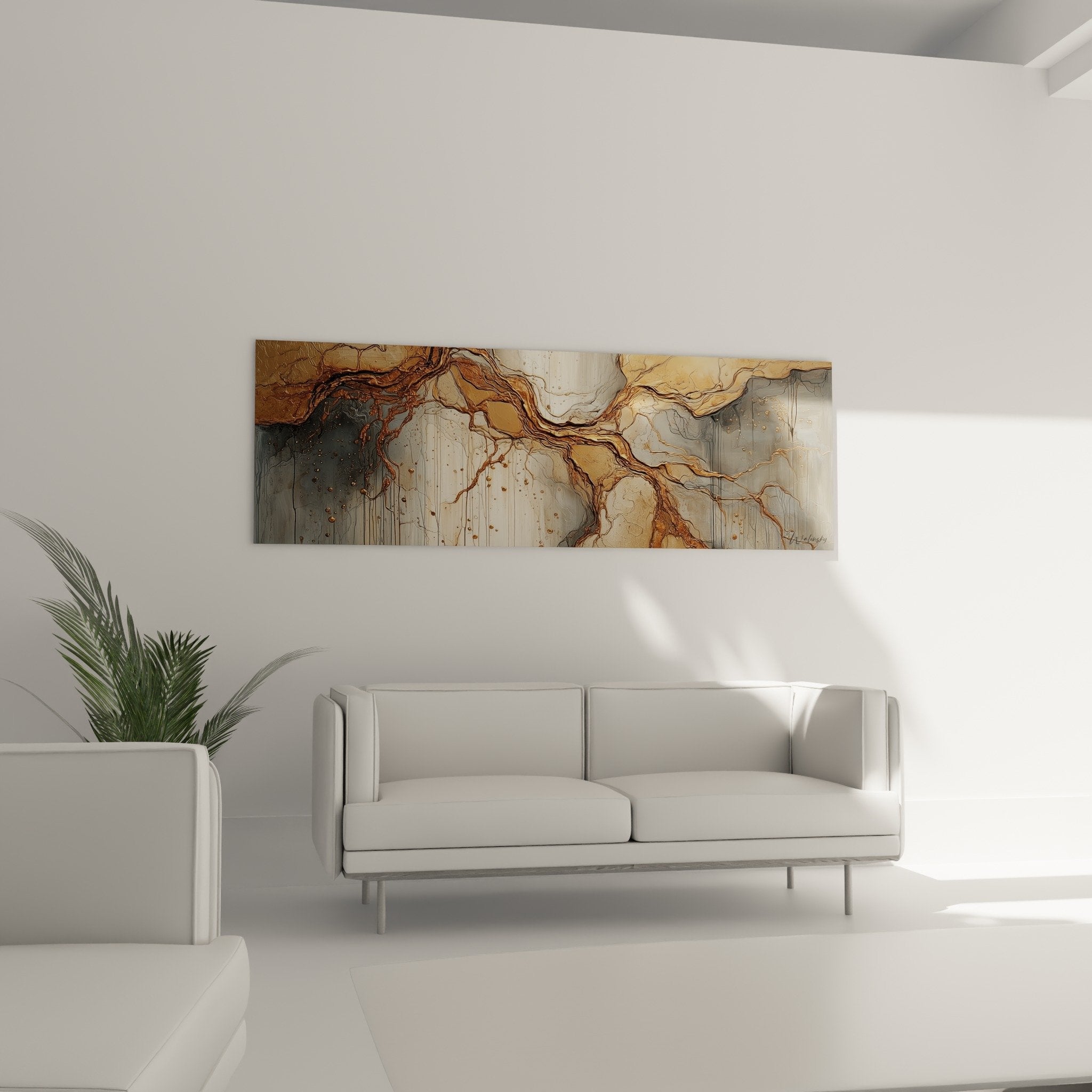Marbled texture detail copper and ochre veins on grey background abstract feng shui earth artwork