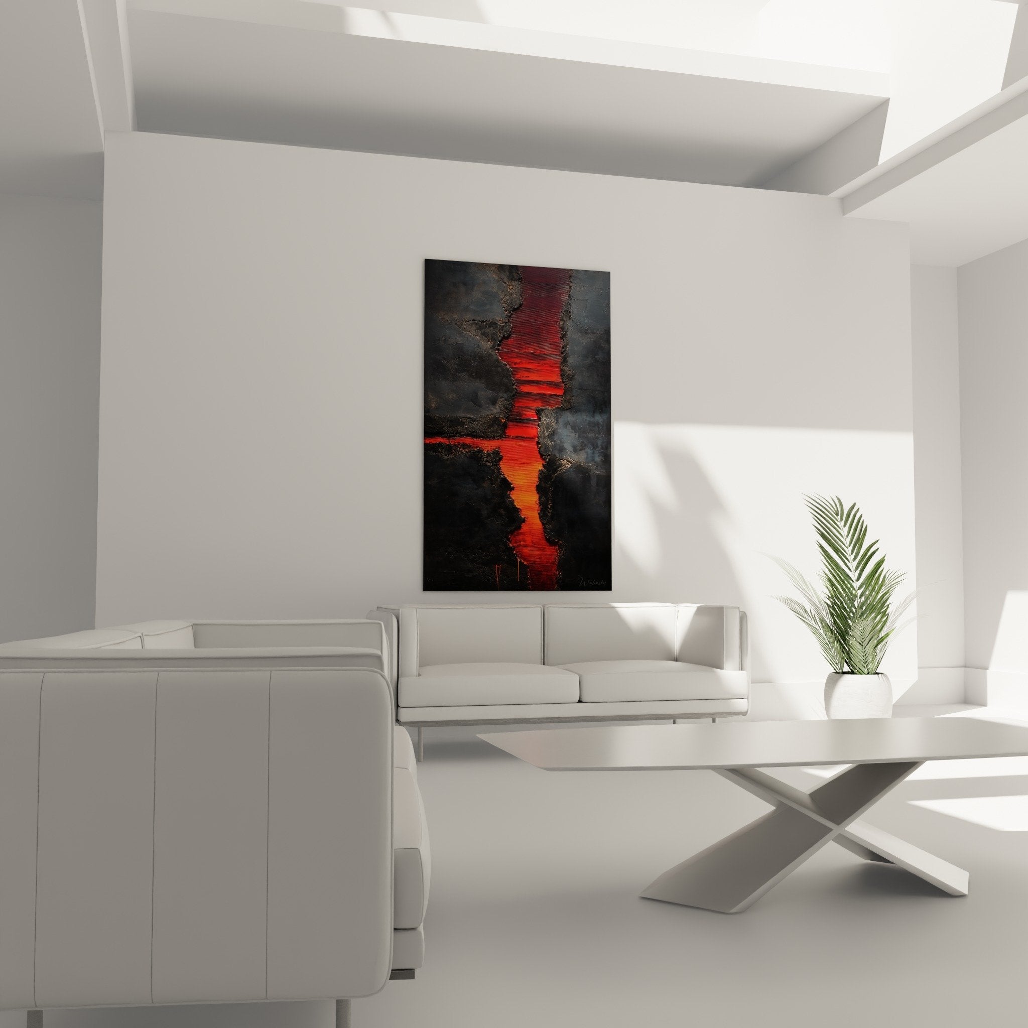 Detail texture rugueuse noire et rouge incandescent creation artistique volcanique