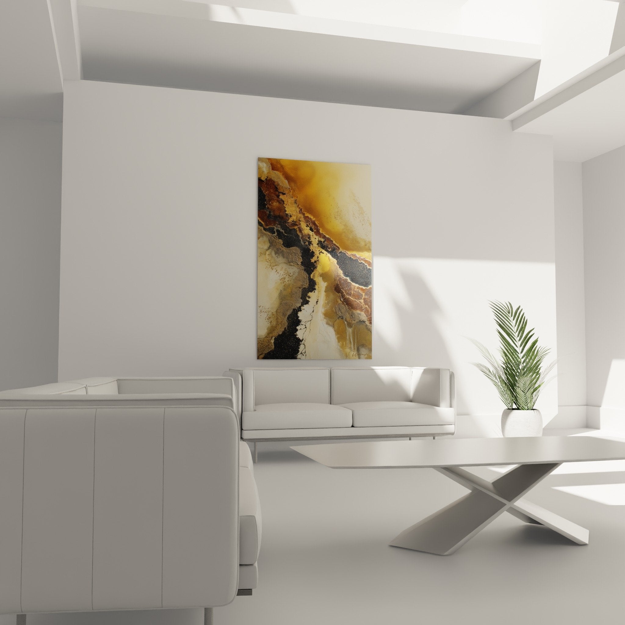 Abstract painting detail with golden textures black veins pictorial material feng shui earth center