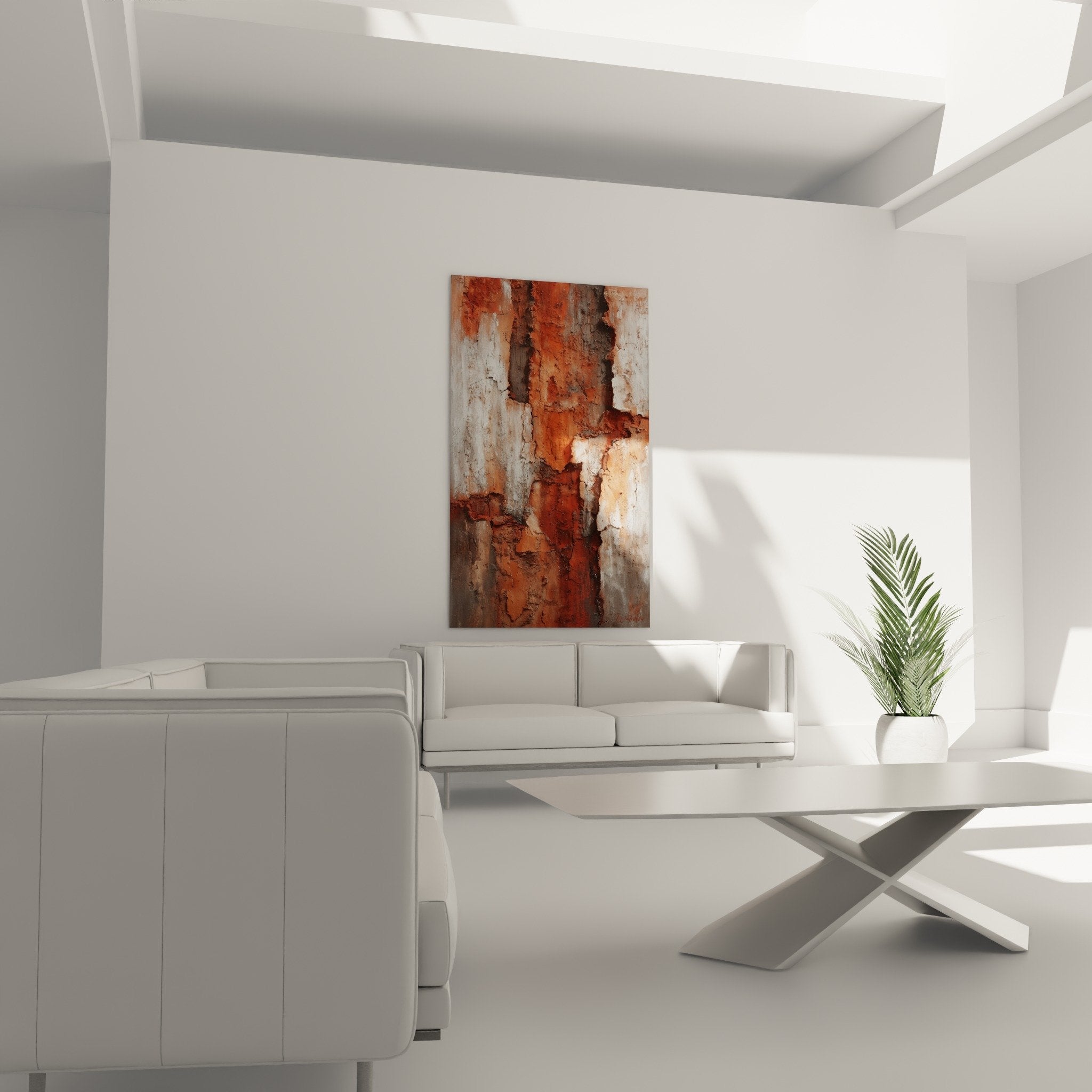 Rough bark texture details ochre earth sienna colors abstract feng shui earth center artwork