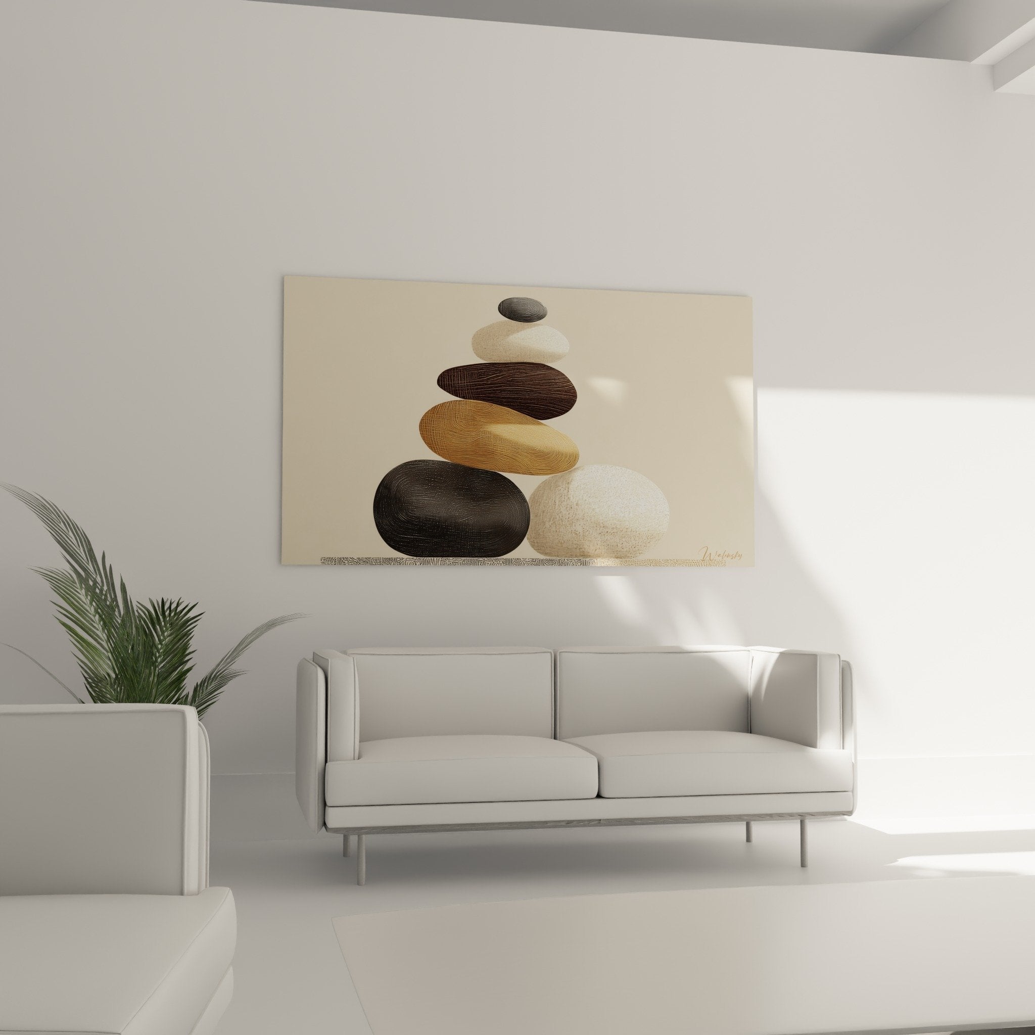 Striped texture detail pebbles zen sculpture natural materials organic composition minimalist