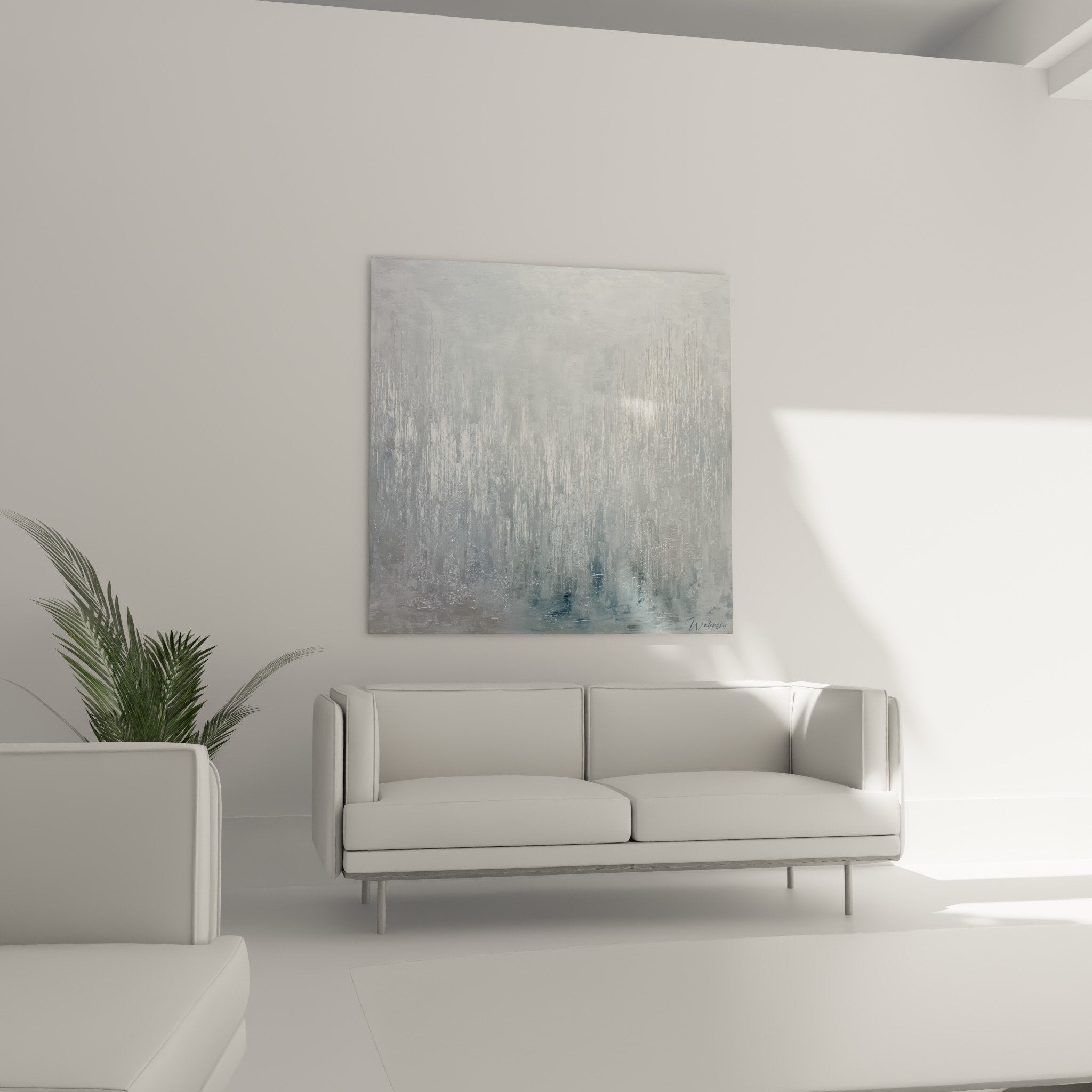 Abstract painting texture detail with iridescent reflections silver gray brushwork material