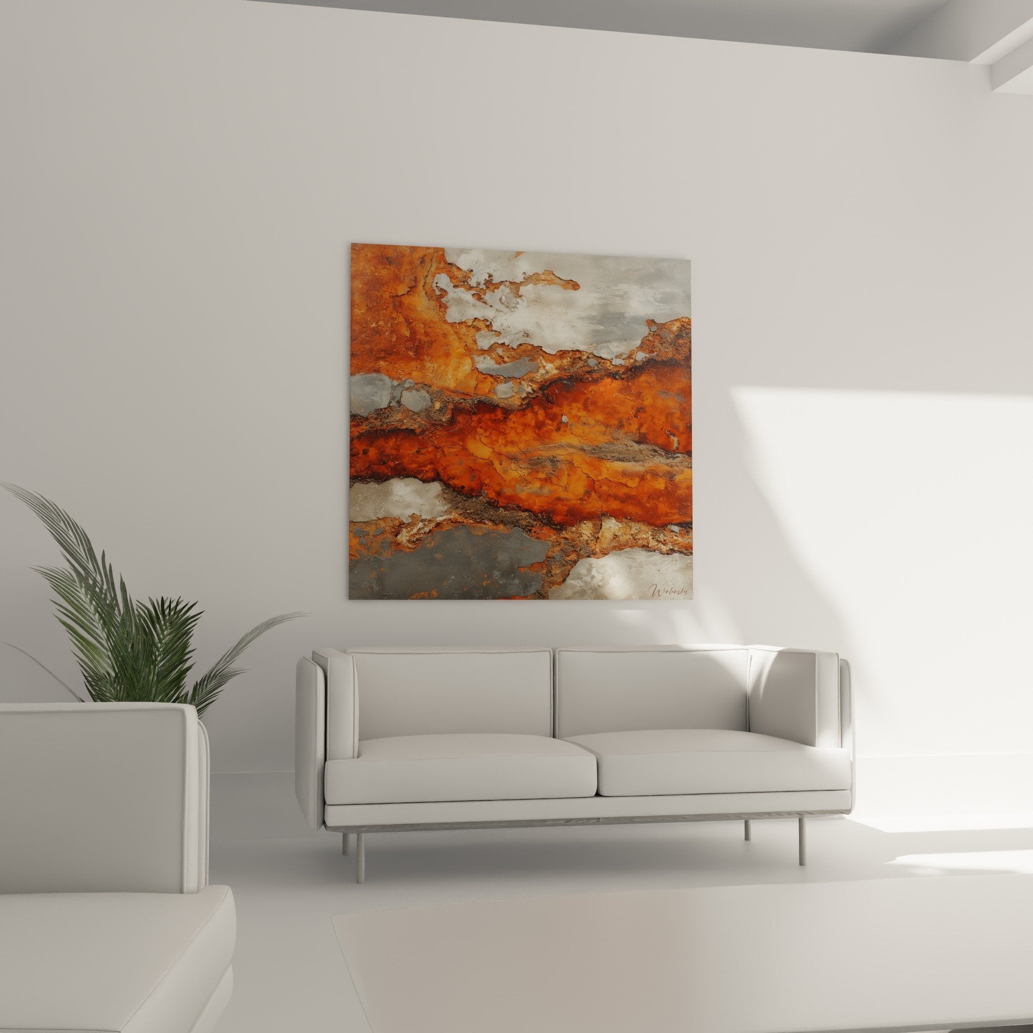 Détail textures rouille craquelées blanc écaillé relief matières tableau feng shui centre terre